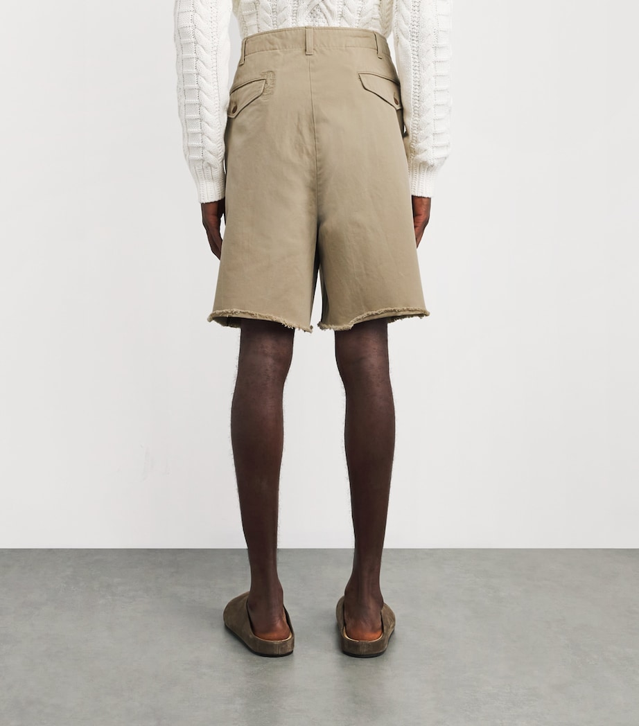 Cotton Distressed Chino Shorts TAN Image 4