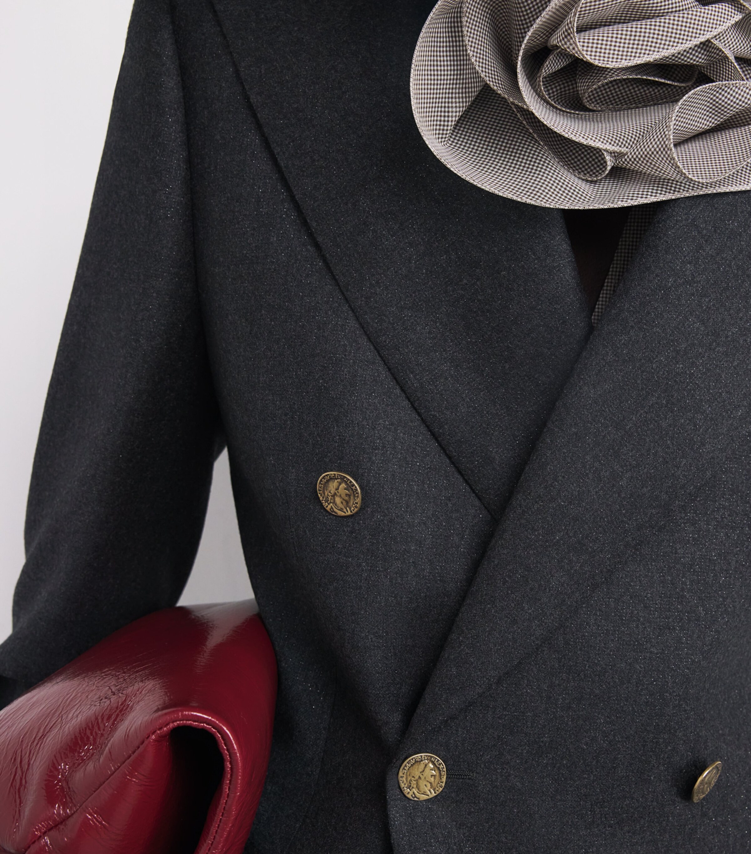 Virgin Wool-Blend Captain Blazer P403 CHARCOAL Image 6