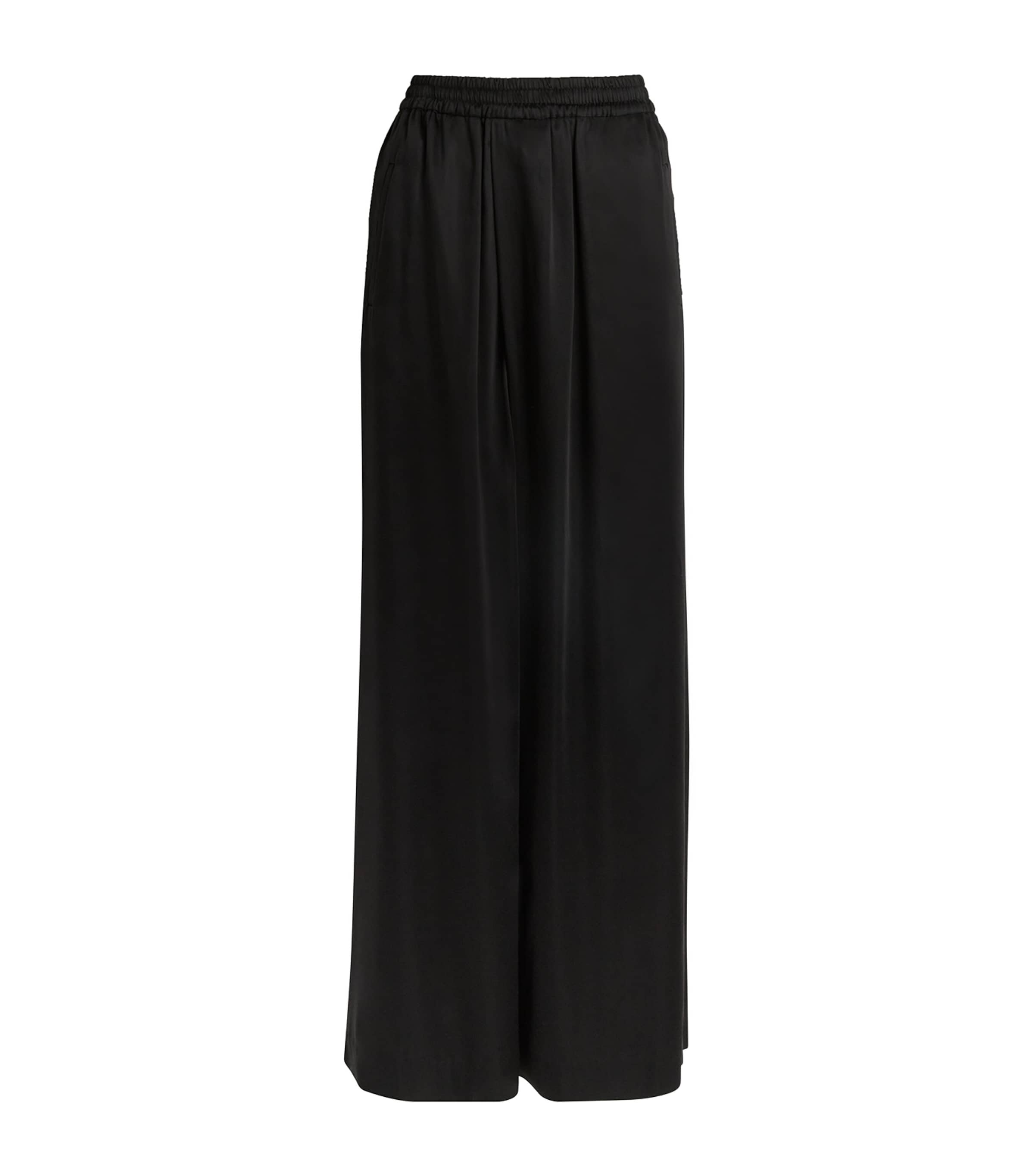 Shop Lvir Satin Wide-leg Trousers In Black