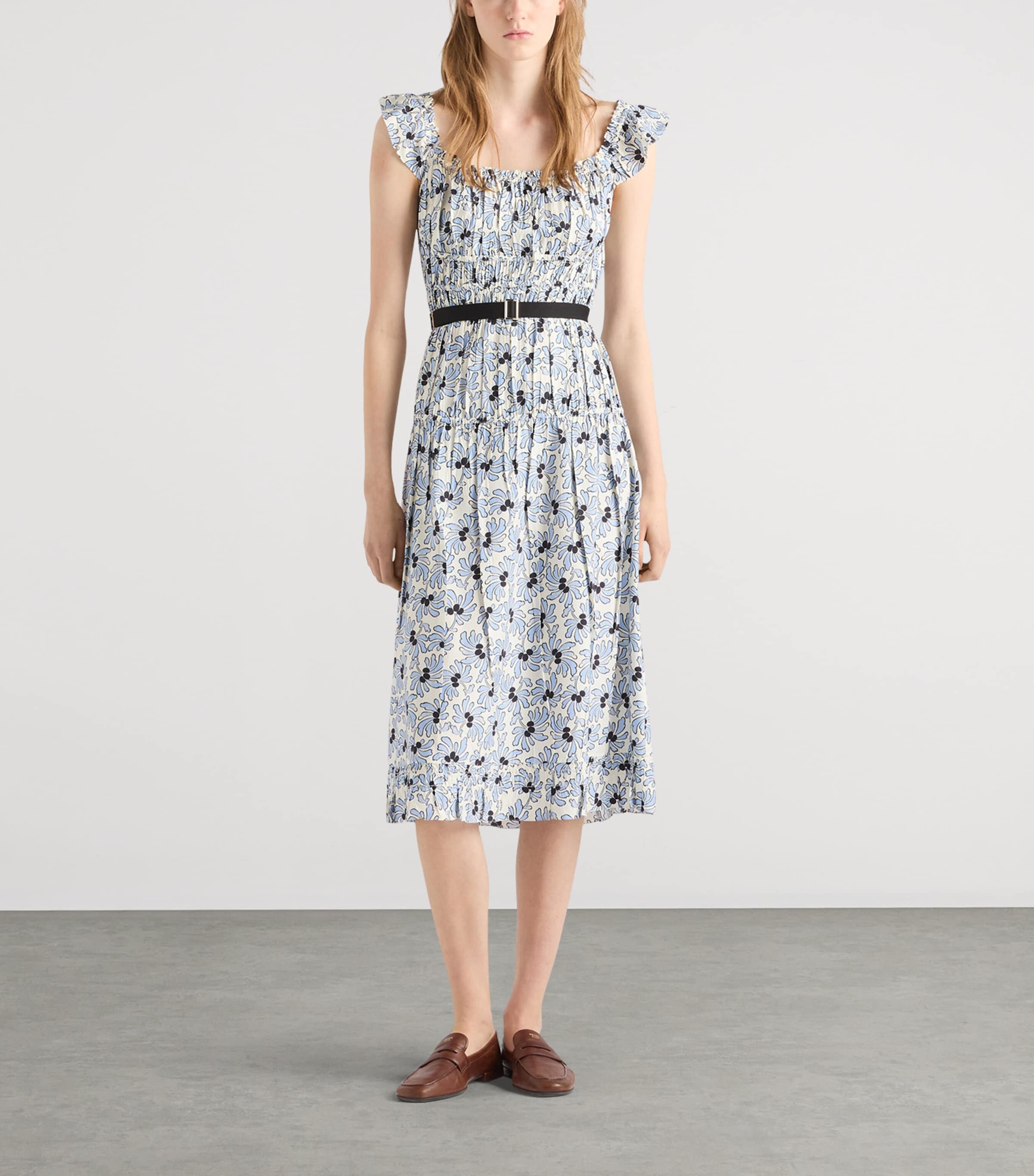 Prada Womens Floral Midi Dress Image 2