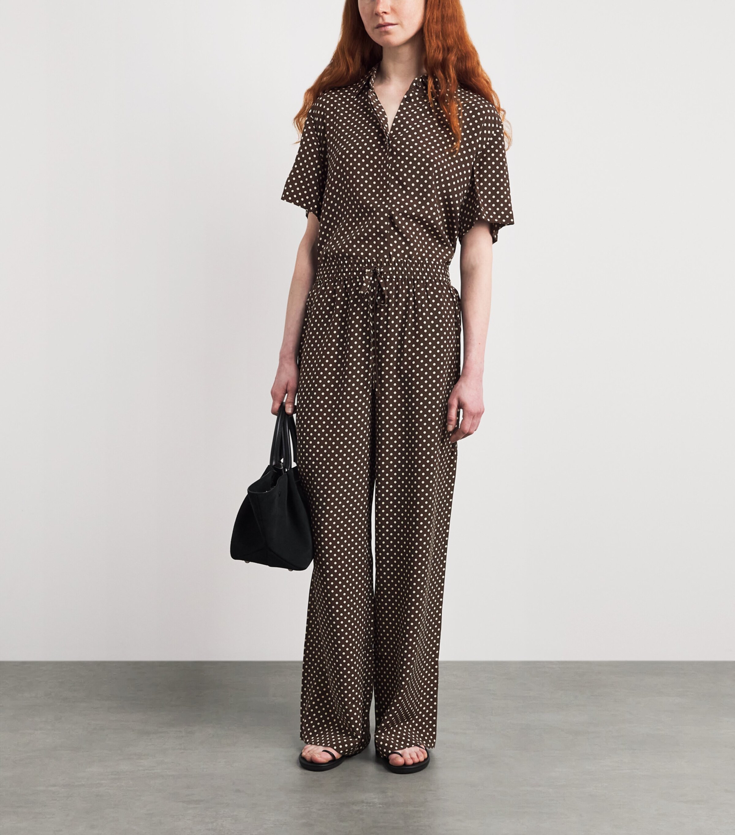 Matteau Womens Silk Wide-Leg Trousers Plka Dot Plk Chc Image 2