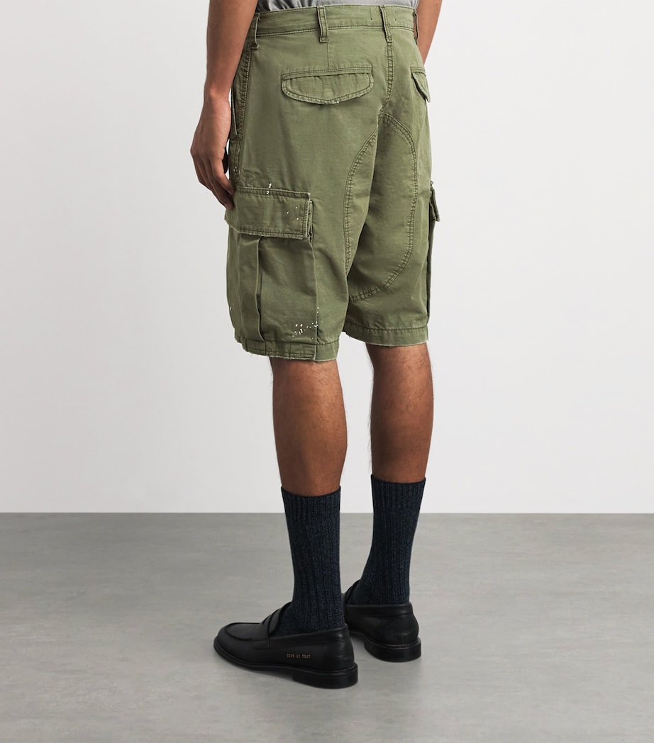 Cherry Los Angeles Mens Cotton Paint Splatter Cargo Shorts Army Green Image 5
