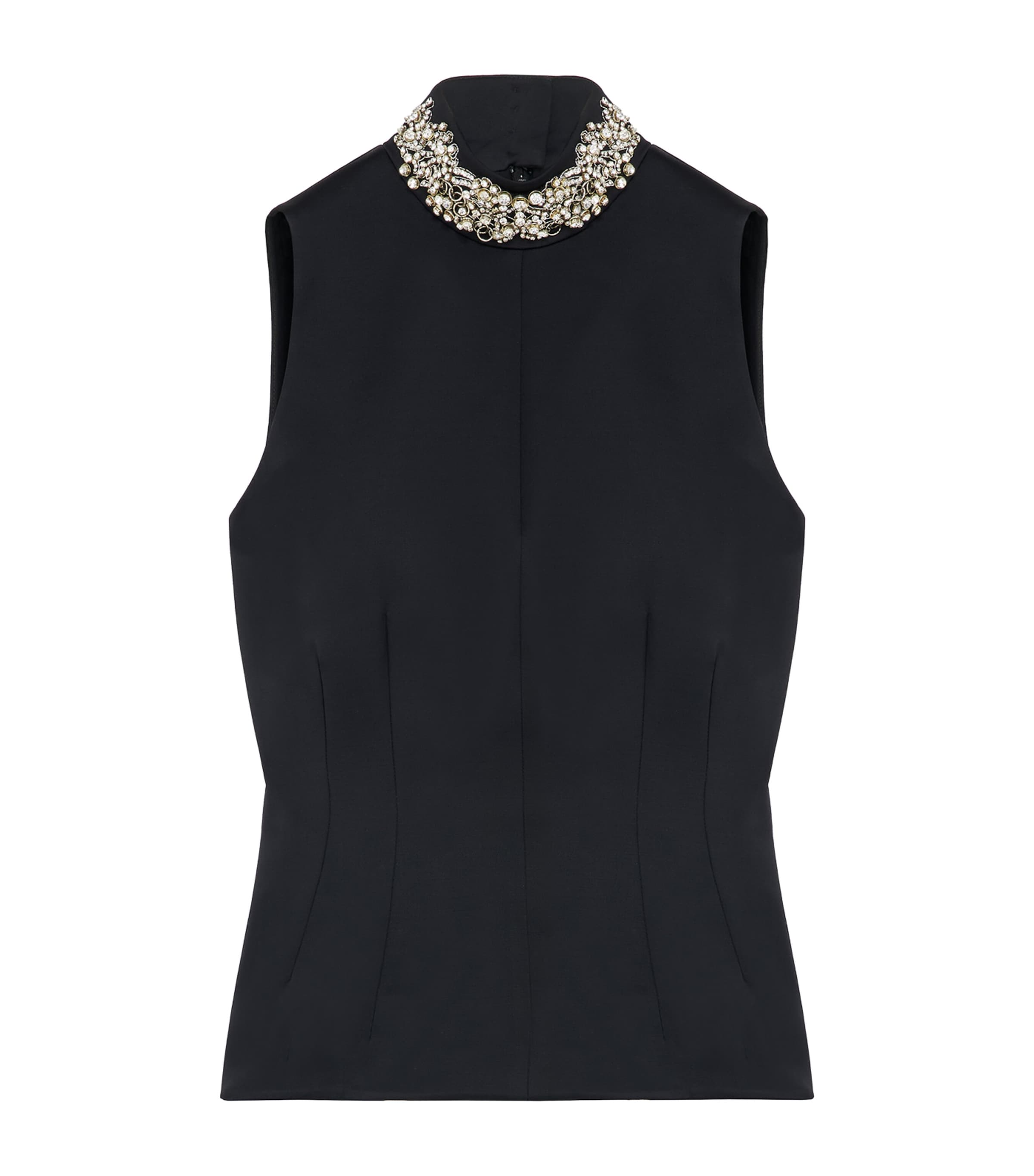 Alexander Mcqueen Embellished High-neck Top In Black