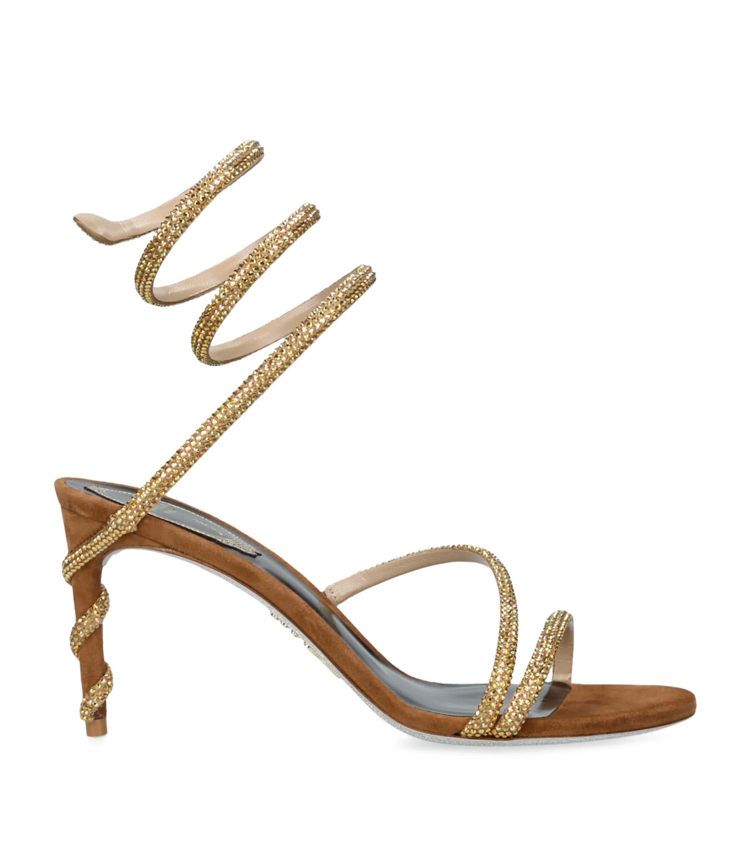 René Caovilla Suede Embellished Margot Sandals 80 In Brown