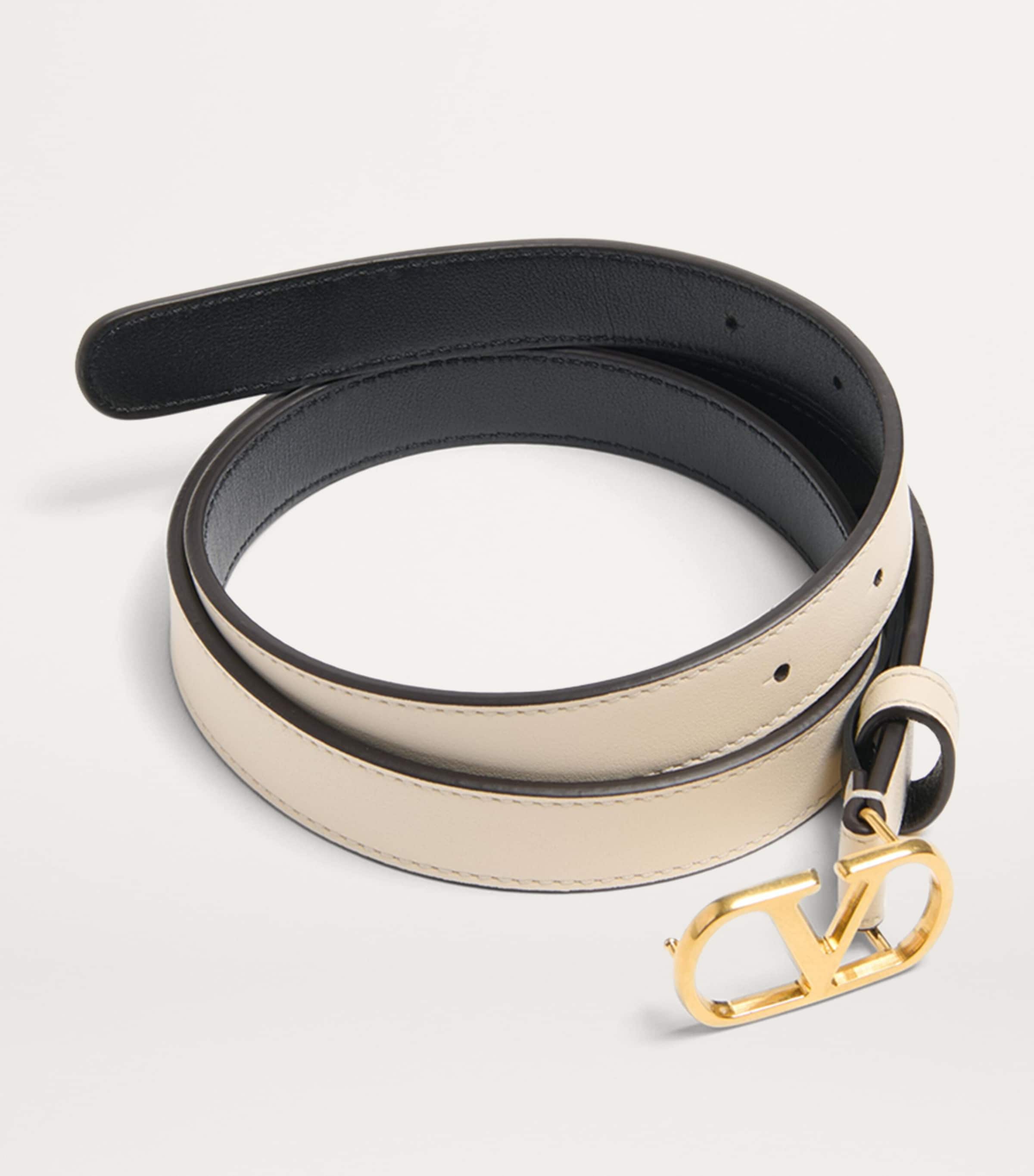 Valentino Garavani Ivory Leather VLogo Signature Belt