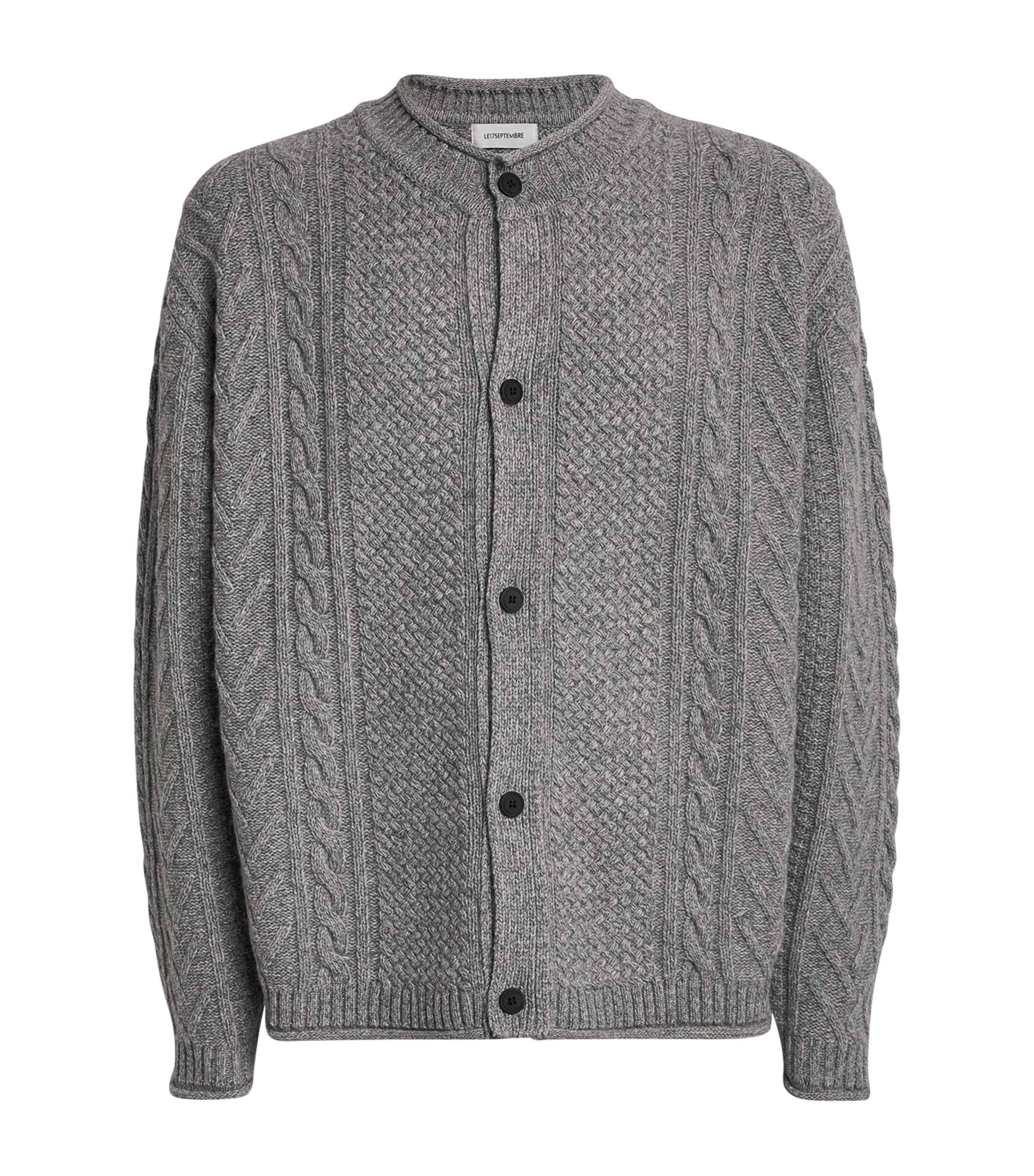 Le 17 Septembre Wool-blend Textured Cardigan In Gray