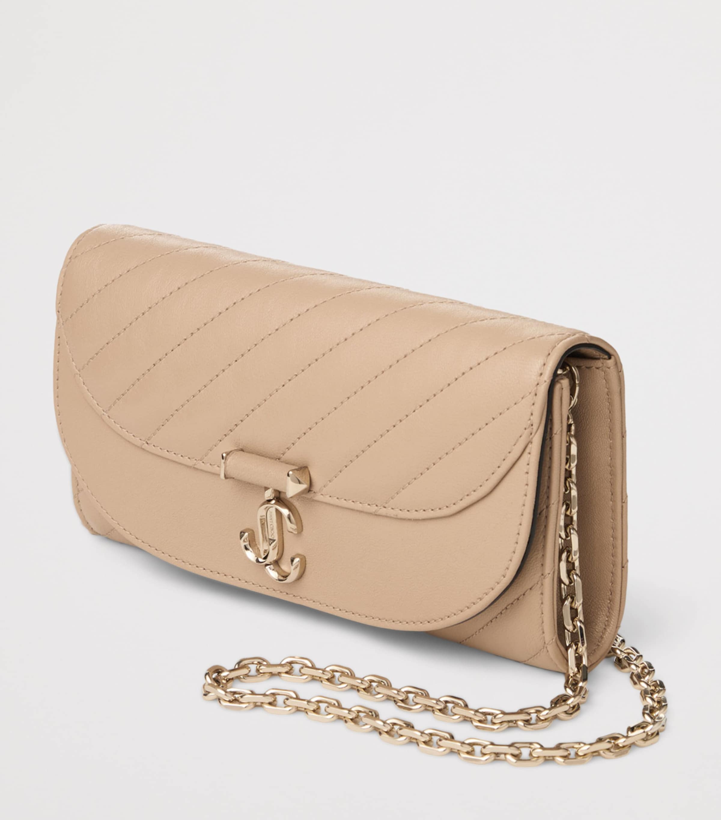 Curve Leather Chain Wallet CHAI/SHINY GOLD Image 2