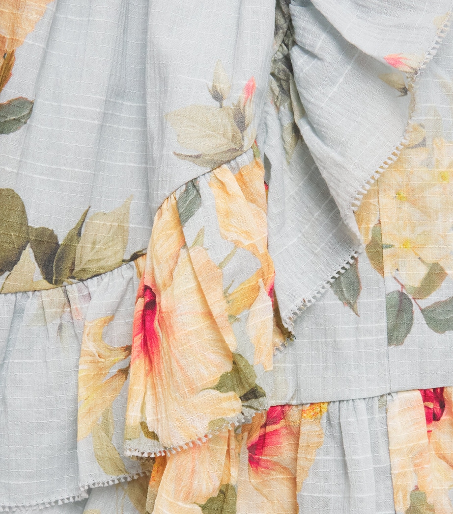 Zimmermann Kids Cotton Hibiscus Skirt (2-12 Years) Blue Hibiscus Image 3