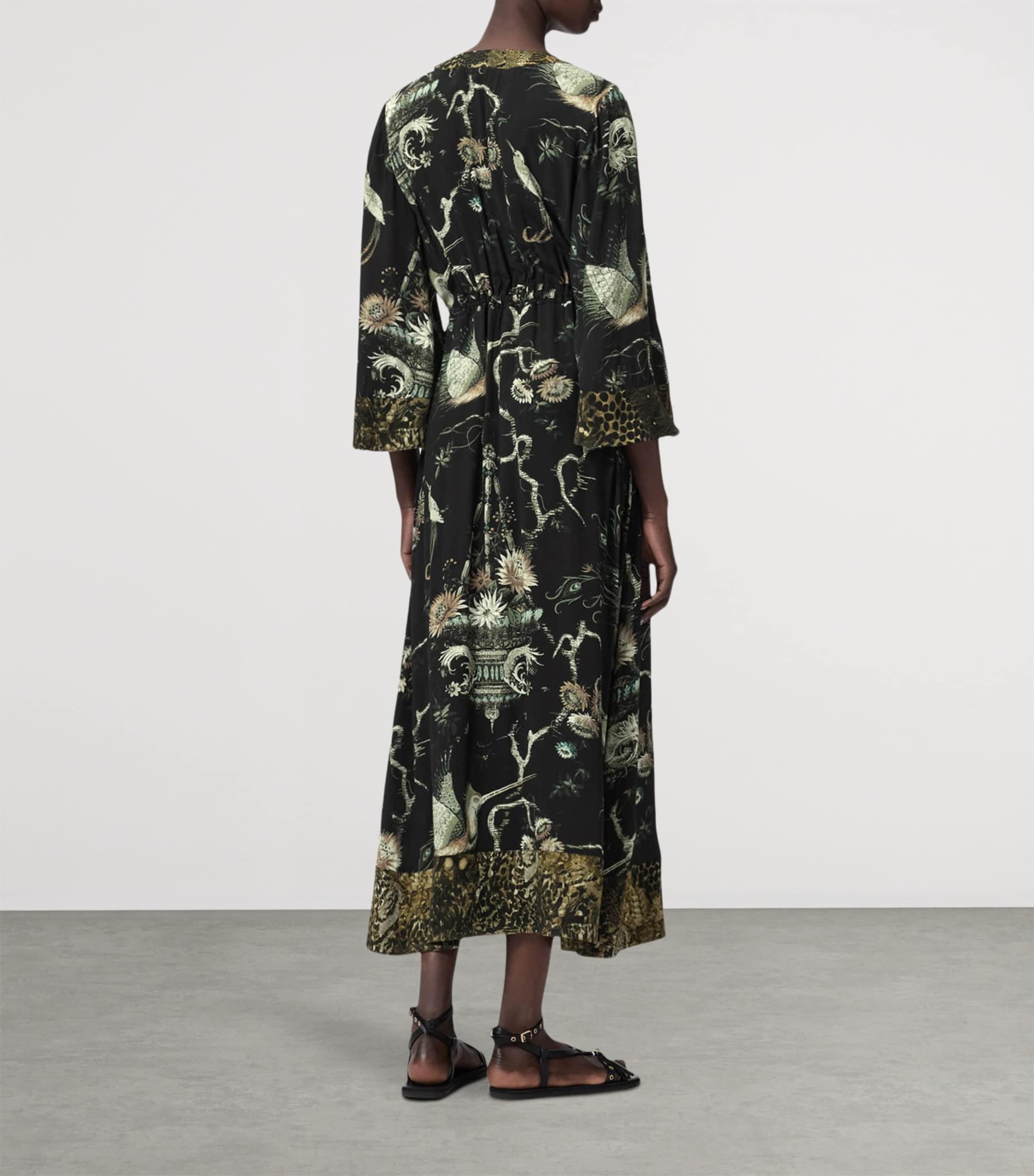 AllSaints Womens Printed Diana Midi Wrap Dress Taravao Soft Green Image 4