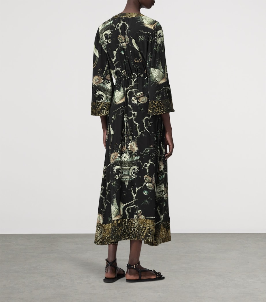 AllSaints Womens Printed Diana Midi Wrap Dress Taravao Soft Green Image 4