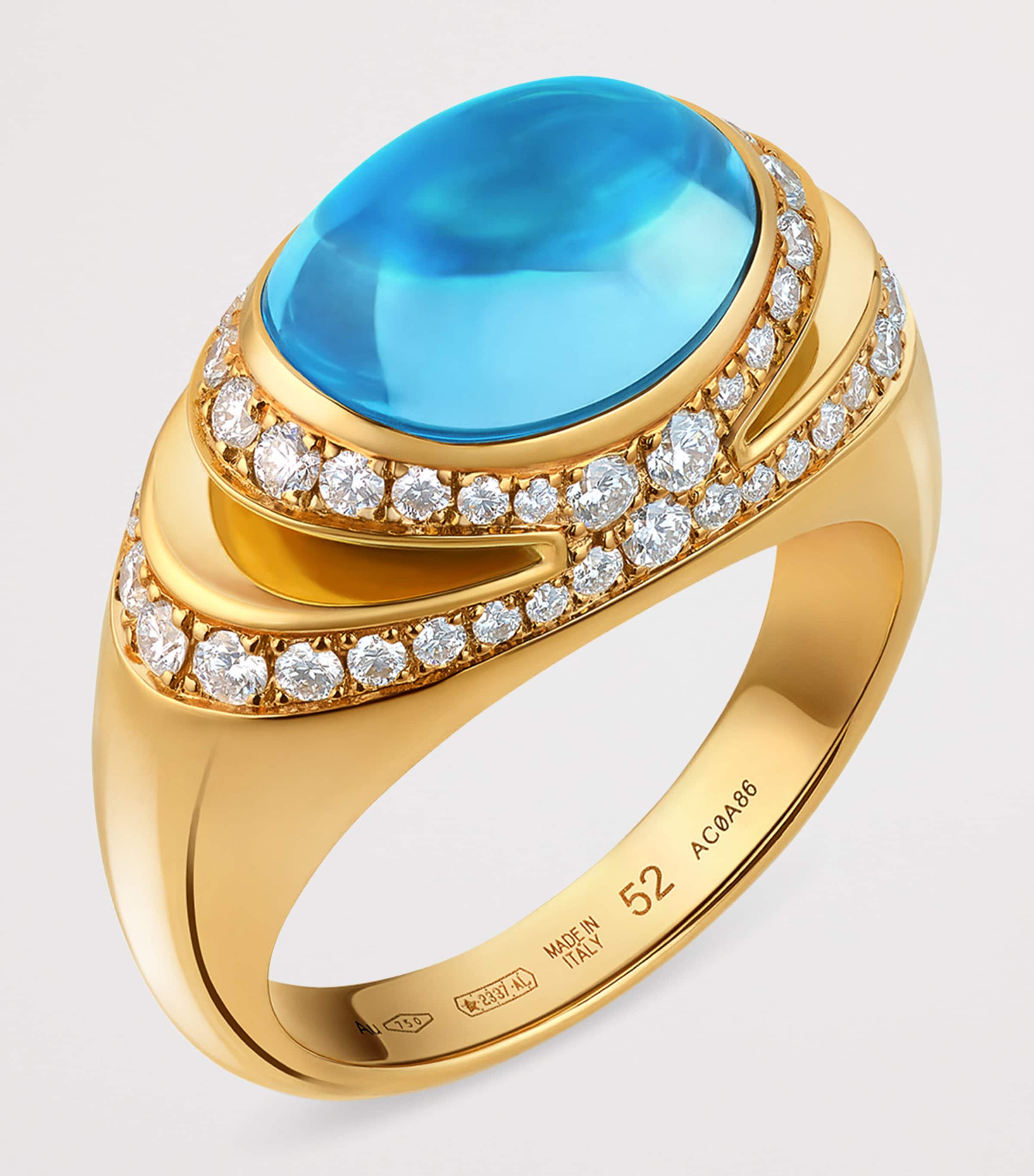 Bvlgari Yellow Gold, Diamond and Topaz Cabochon Ring Gold Image 4