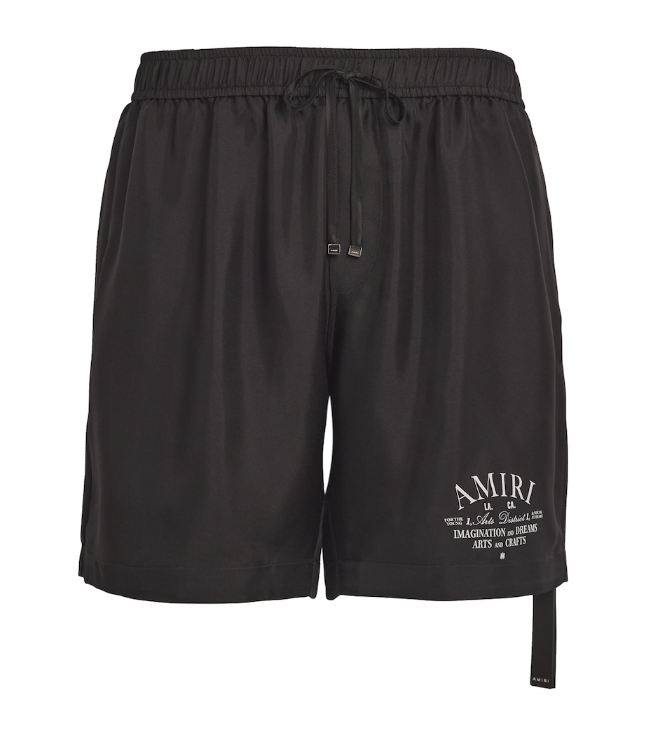 AMIRI Mens Silk Logo Shorts Black Image 1