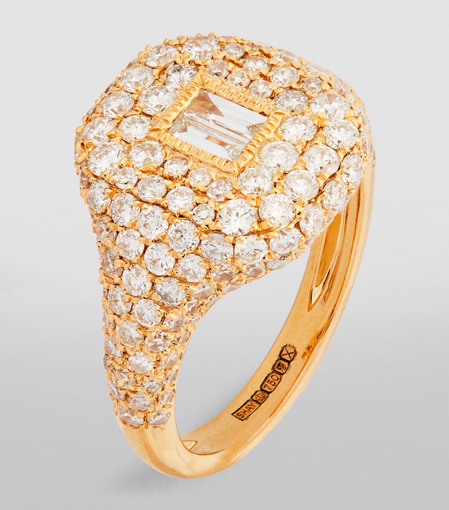 Yellow Gold and Diamond Pavé New Modern Pinky Ring YELLOW GOLD Image 2