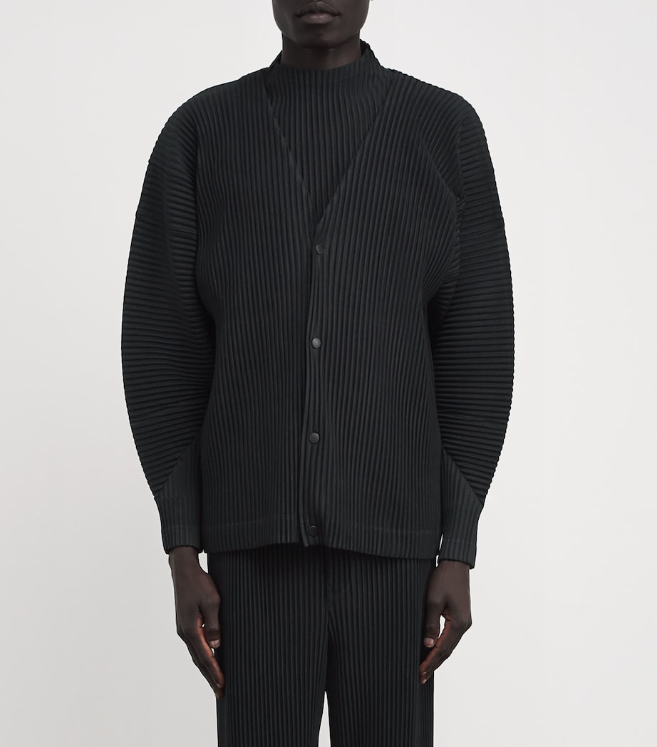 Pleated Cardigan 15-BLACK Image 3