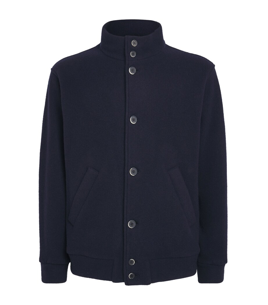 Barena Mens Wool-Blend Windbreaker Jacket Navy Image 1