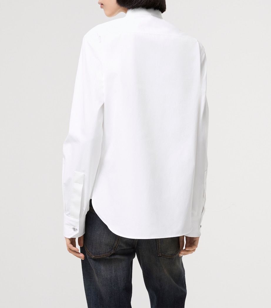 Burberry Womens Cotton Grosgrain-Trim Shirt Optic White Image 3