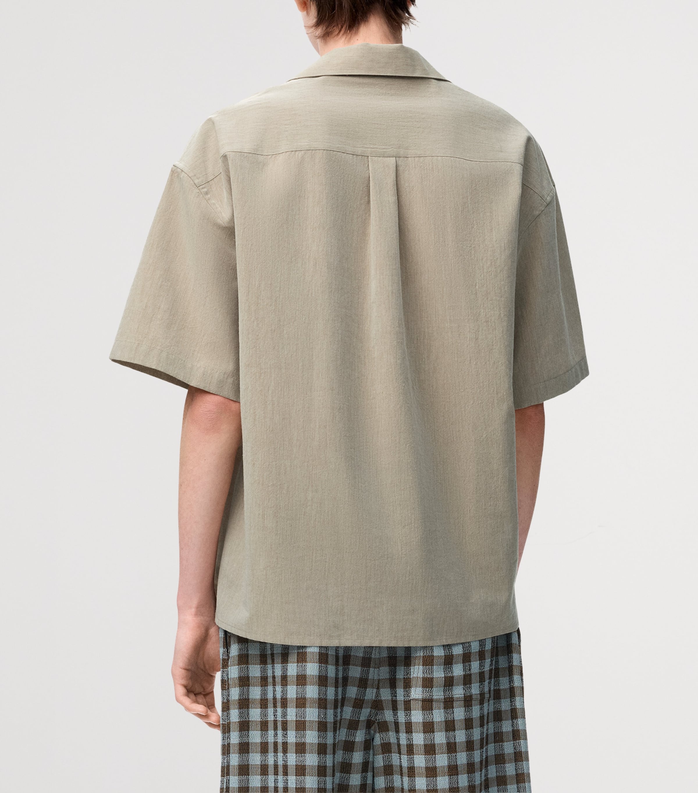 LOEWE Mens Wool-Blend Anagram Shirt Beige Image 4