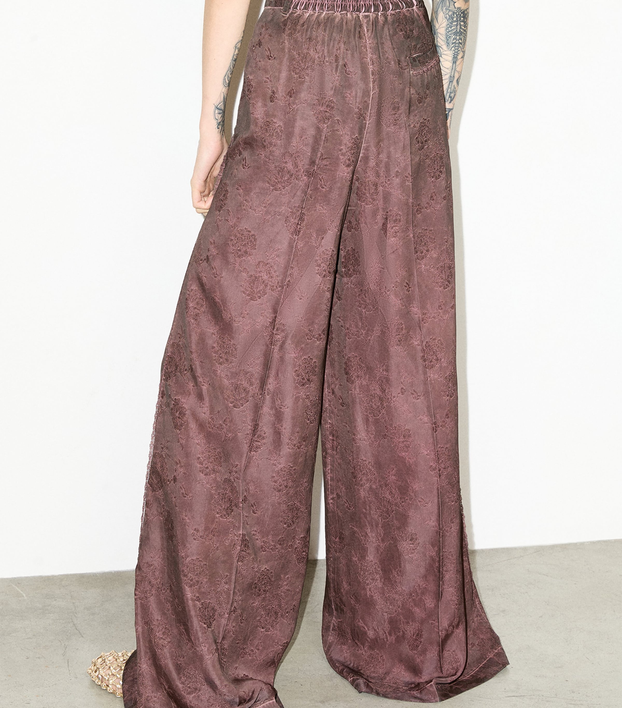 MAX&Co. Womens Floral Wide-Leg Trousers Chocolate Image 3