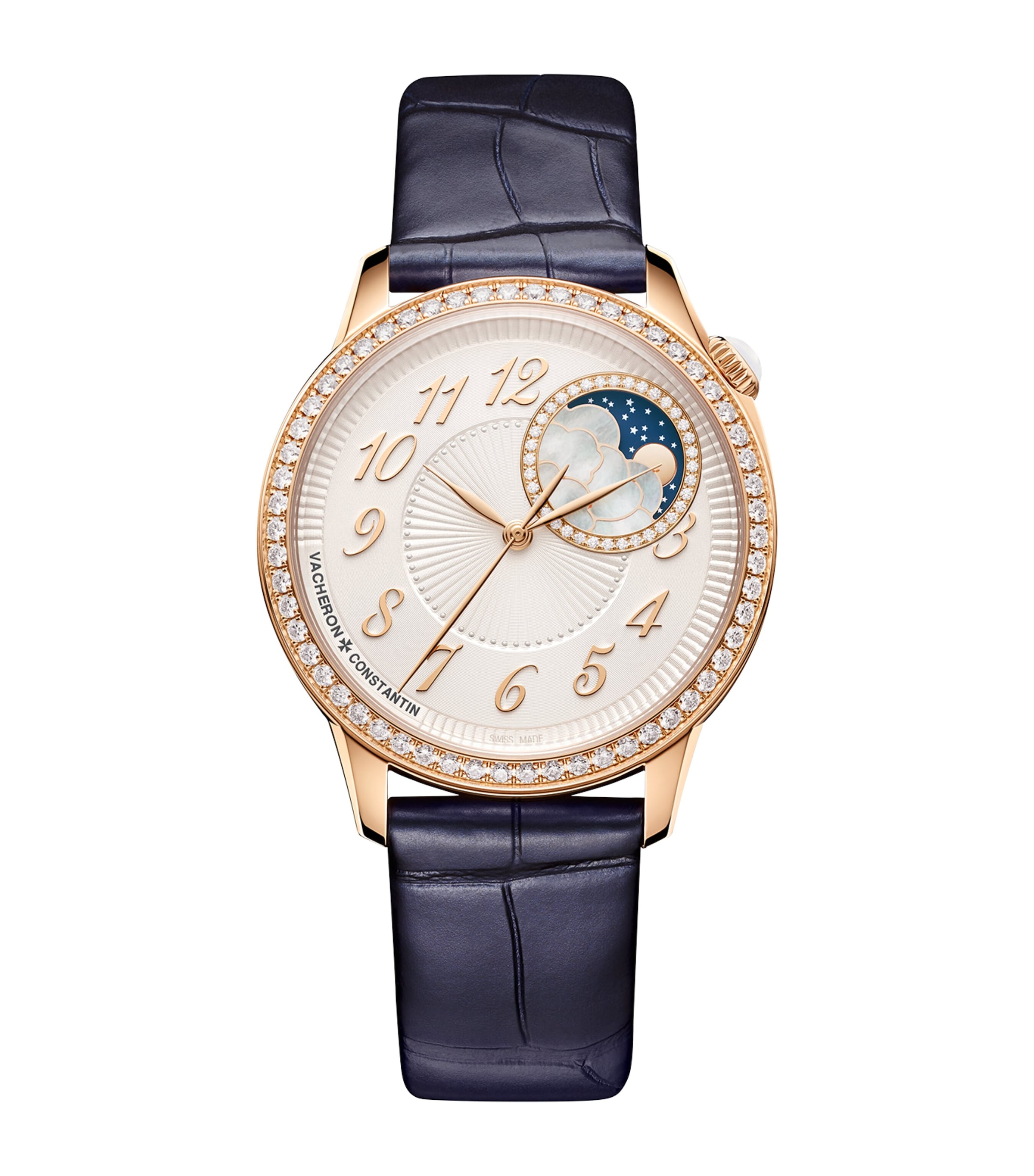 Vacheron Constantin Rose Gold and Diamond Égérie Moon Phase Watch 37mm Pink Gold Image 1