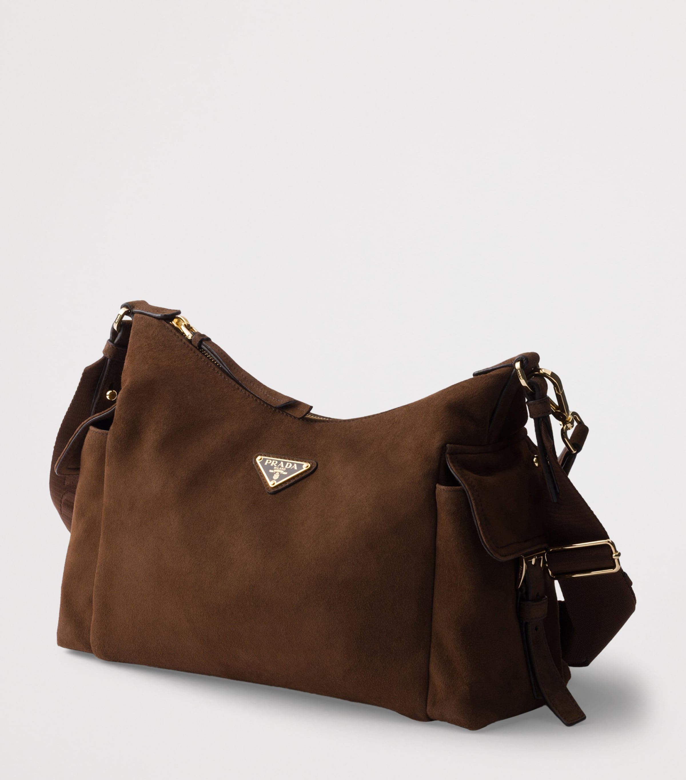 Prada Large Suede Explore Shoulder Bag Brown Image 4