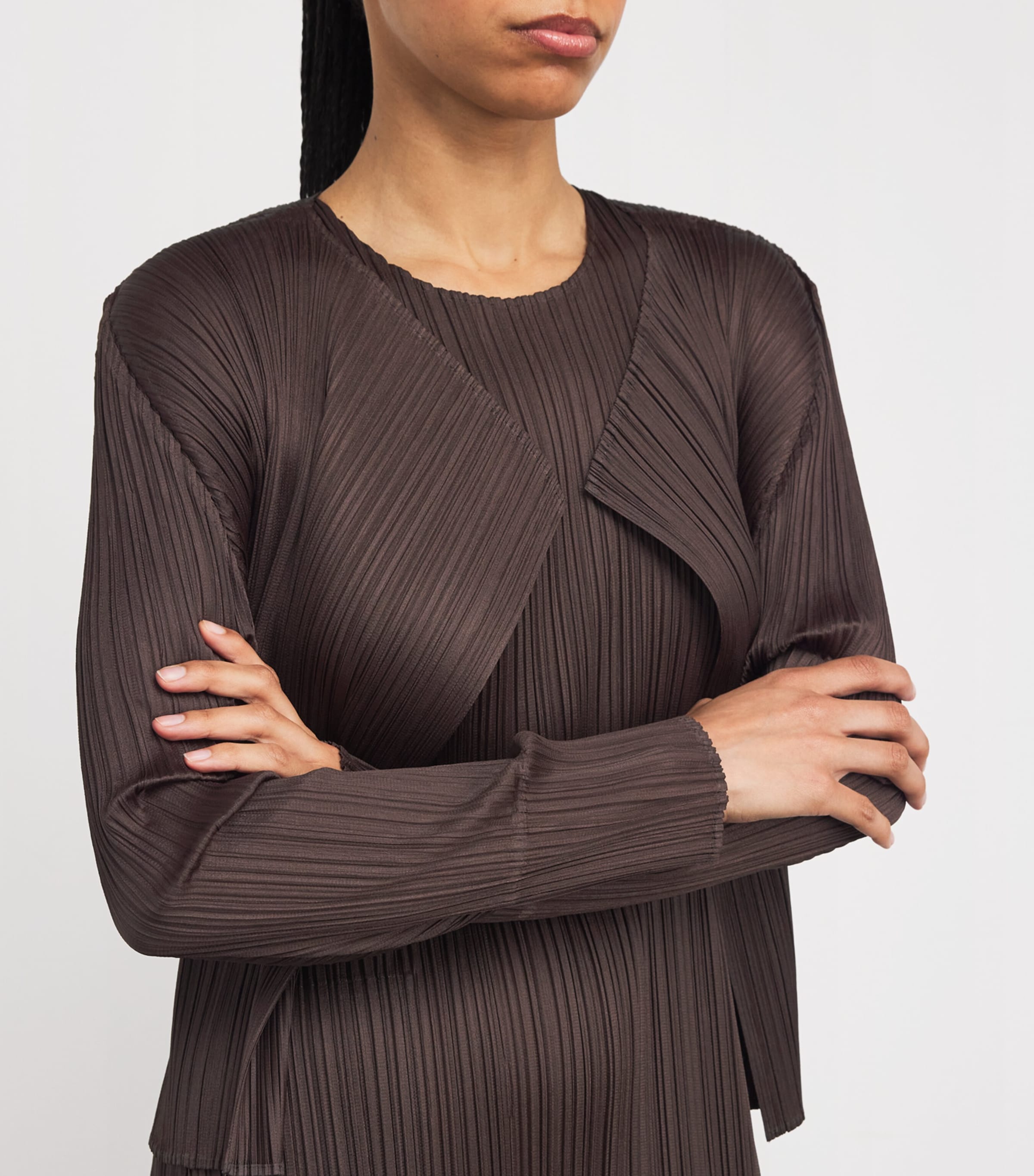 Pleats Please Issey Miyake Brown Monthly Colors March Cardigan