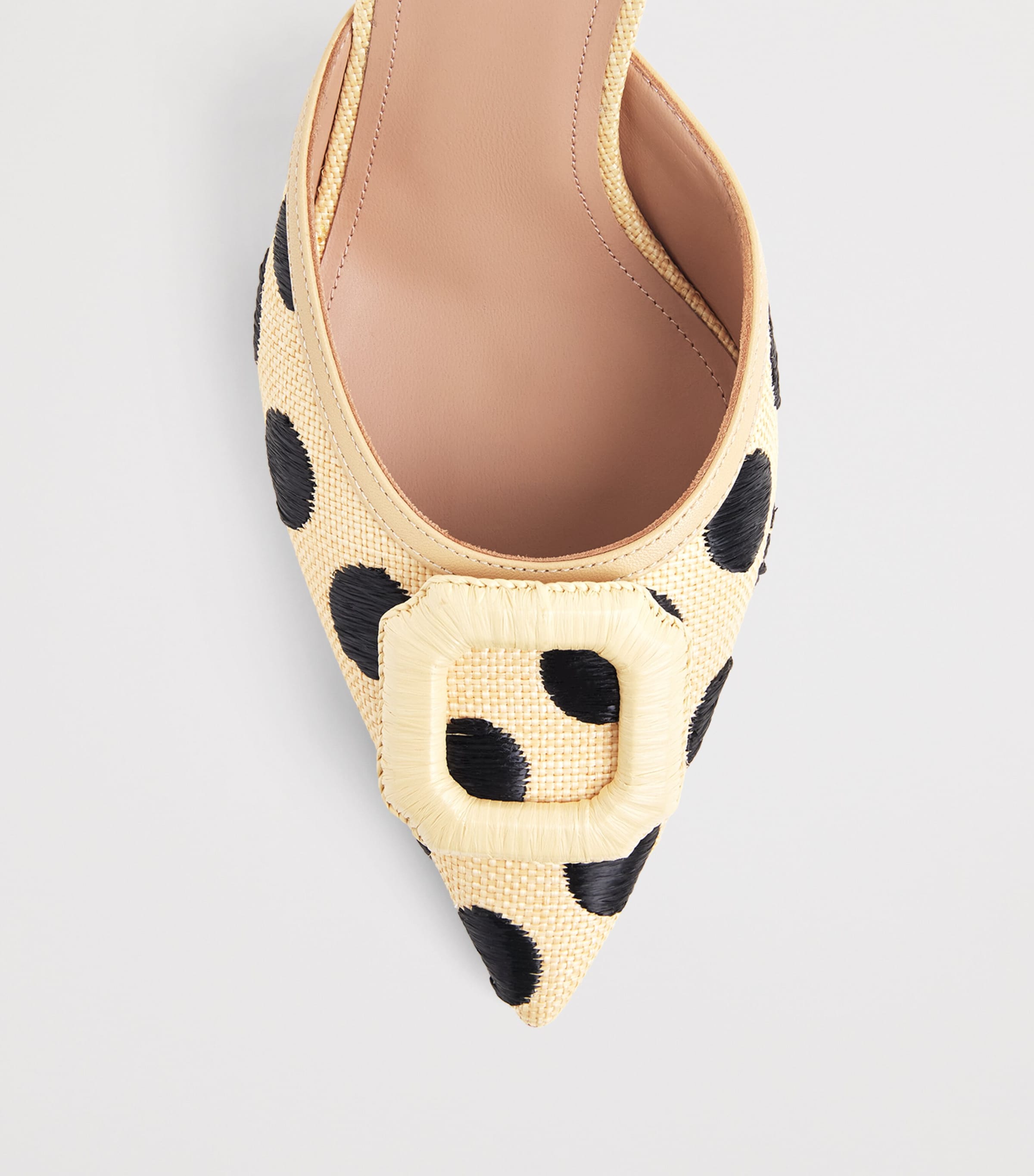 Malone Souliers Raffia Polka-Dot Mona Mules 70 Beige Image 6