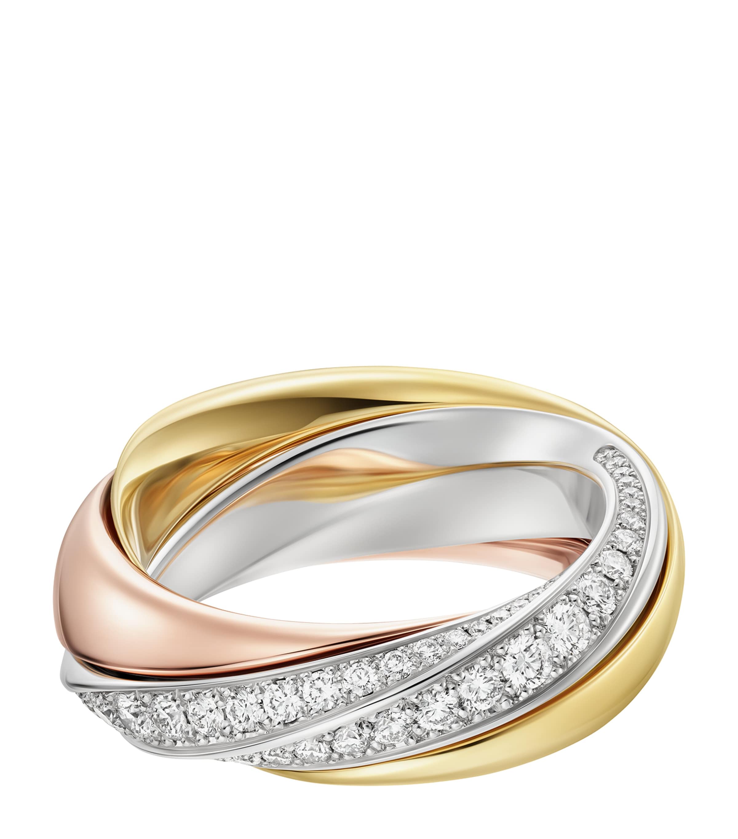 Medium White, Yellow, Rose Gold and Diamond Trinity One Ring MIXED GOLD Image 1