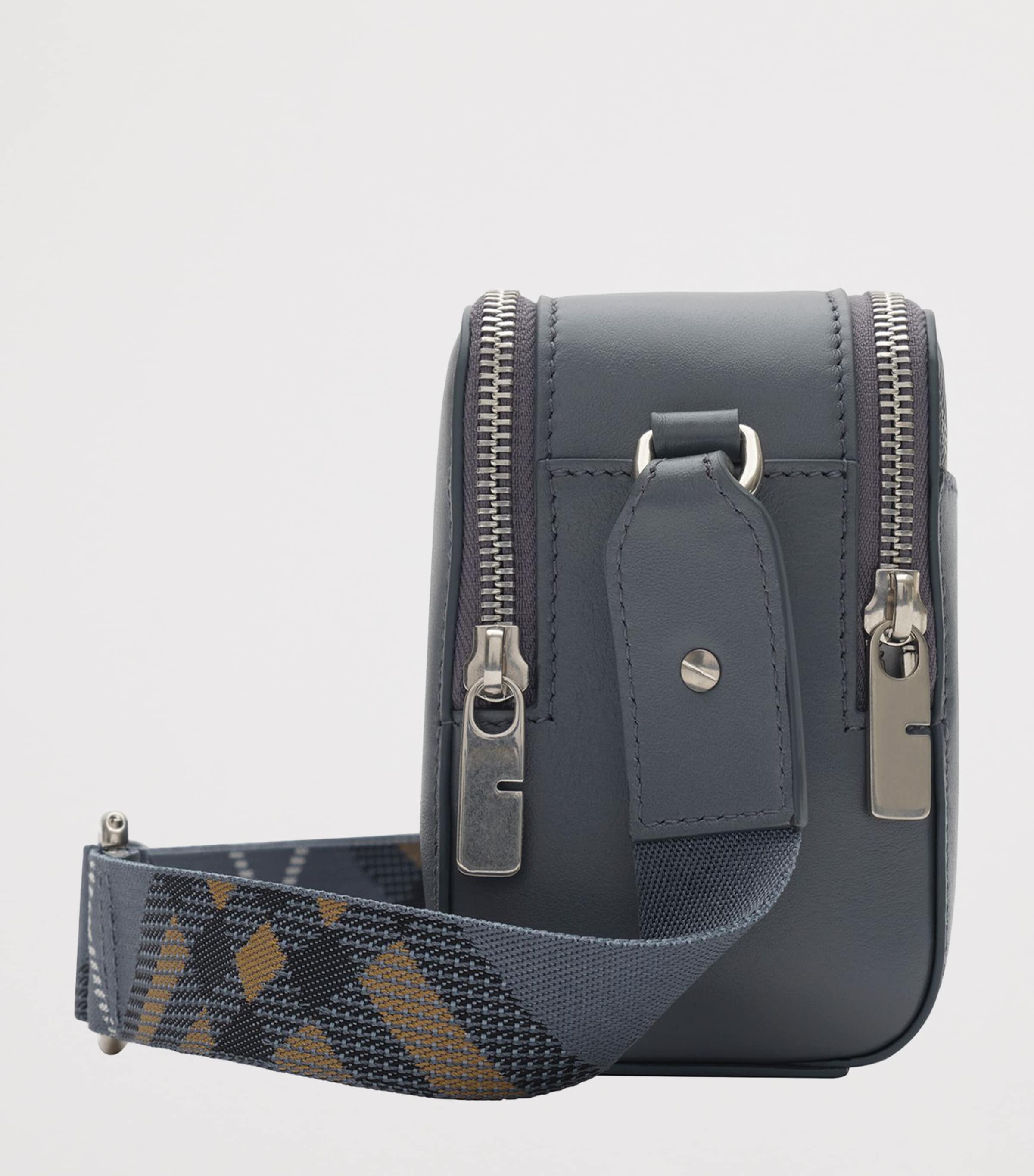 Burberry Leather Check Pop Cross-Body Bag Wave Blue Image 3