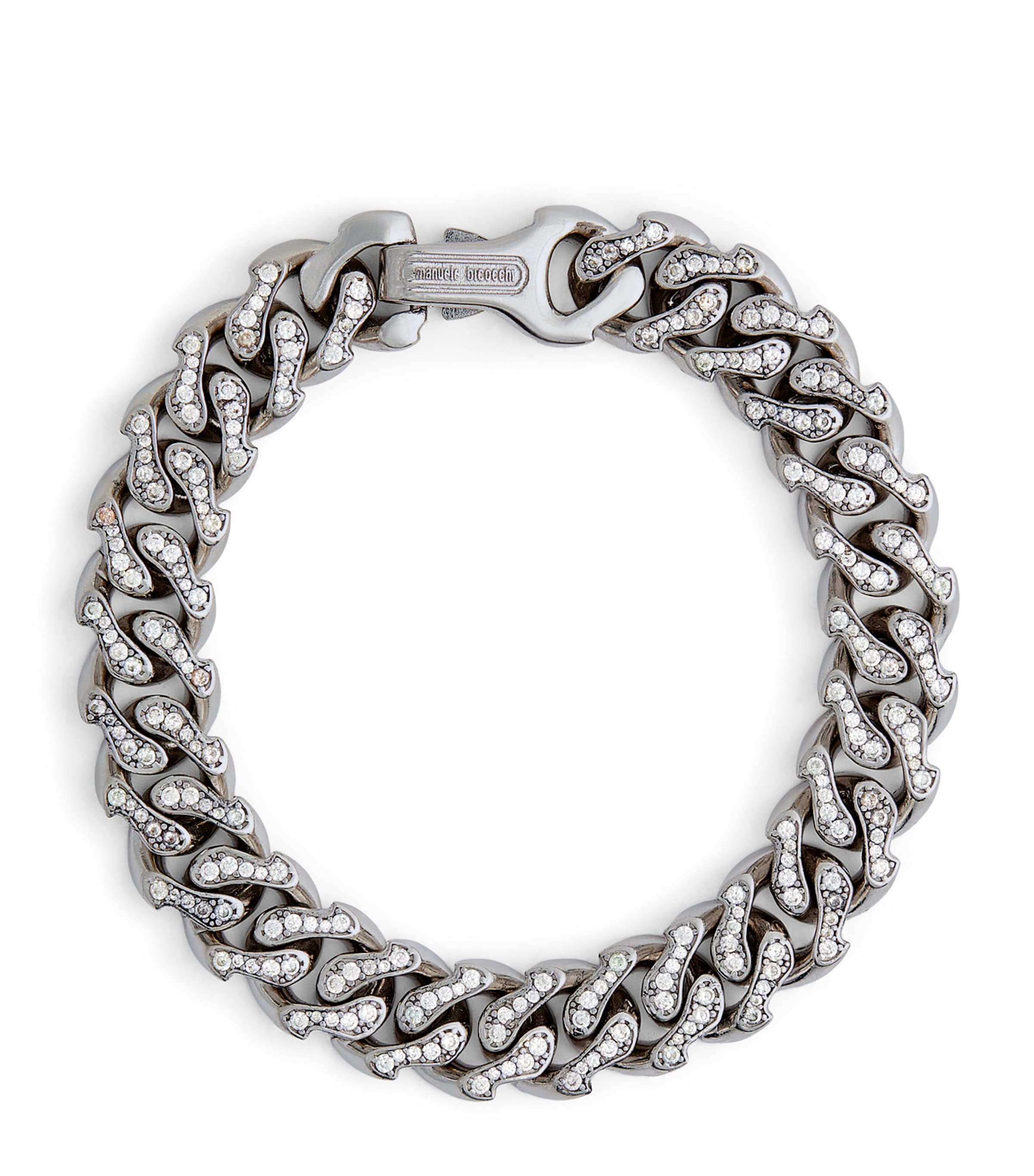 Shop Emanuele Bicocchi Rhodium-plated Sterling Silver And Cubic Zirconia Chain Bracelet