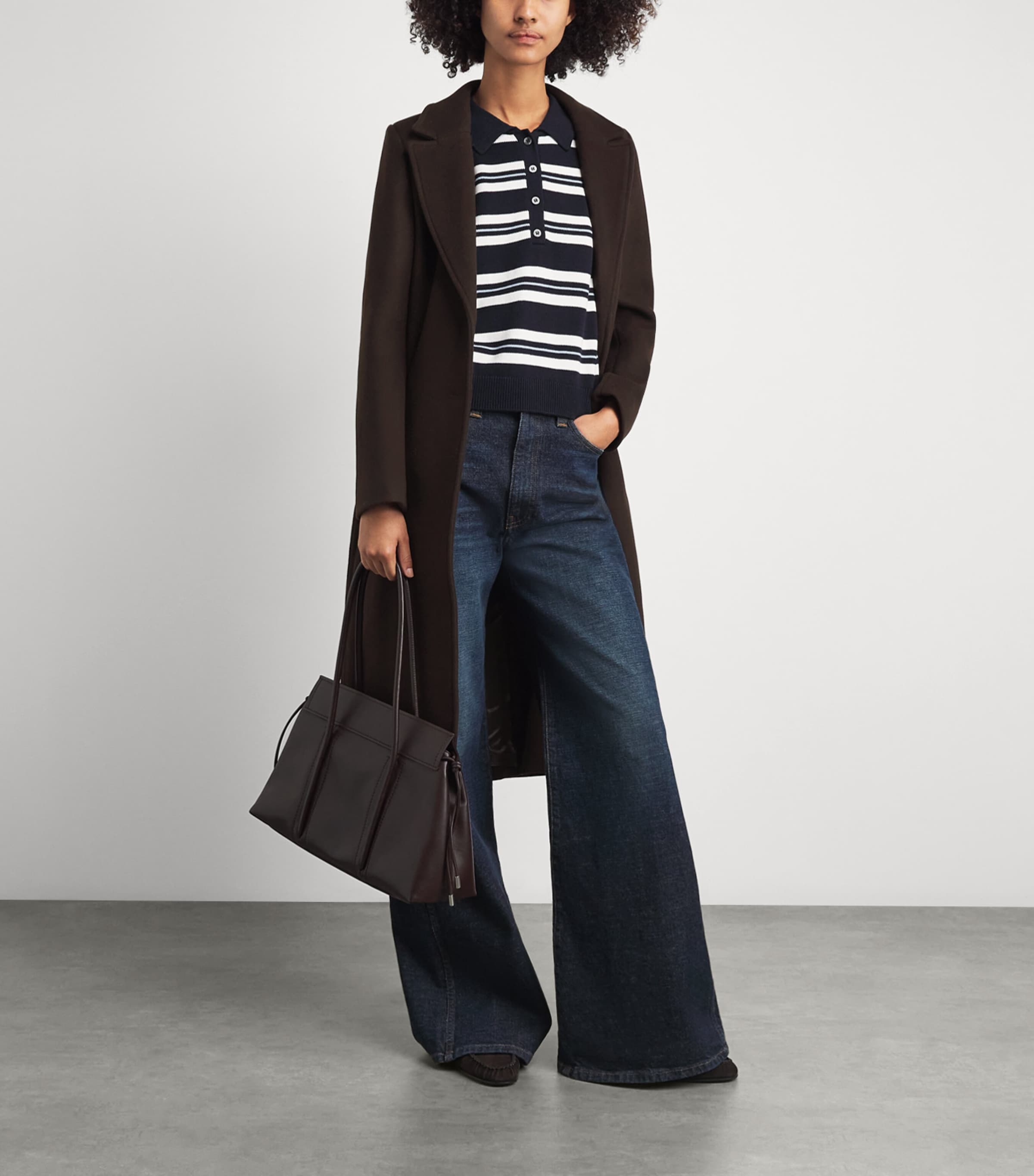 Claudie Pierlot Womens Wool-Blend Belted Coat Brown Image 2