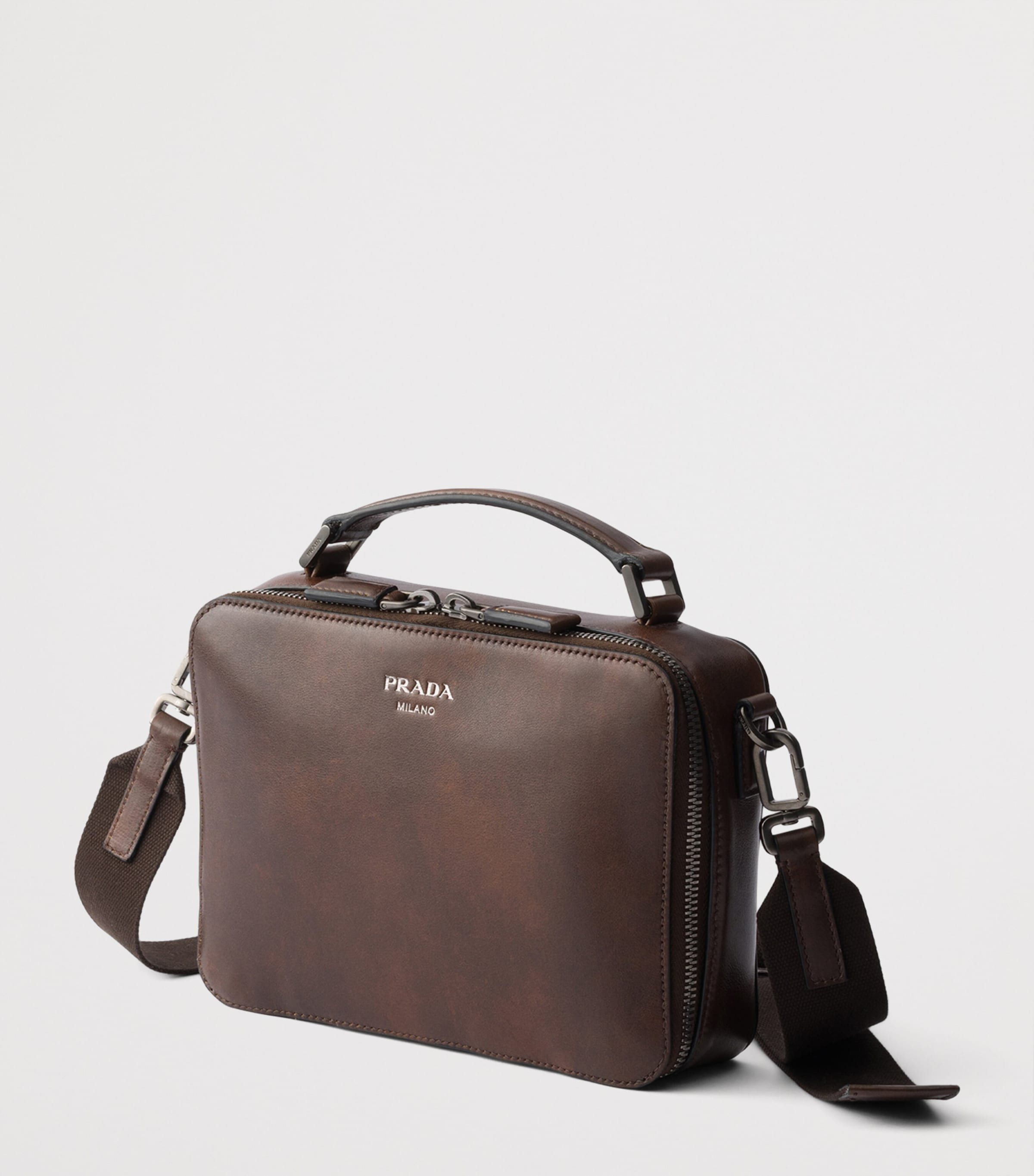 Prada Leather Brique Cross-Body Bag Brown Image 3