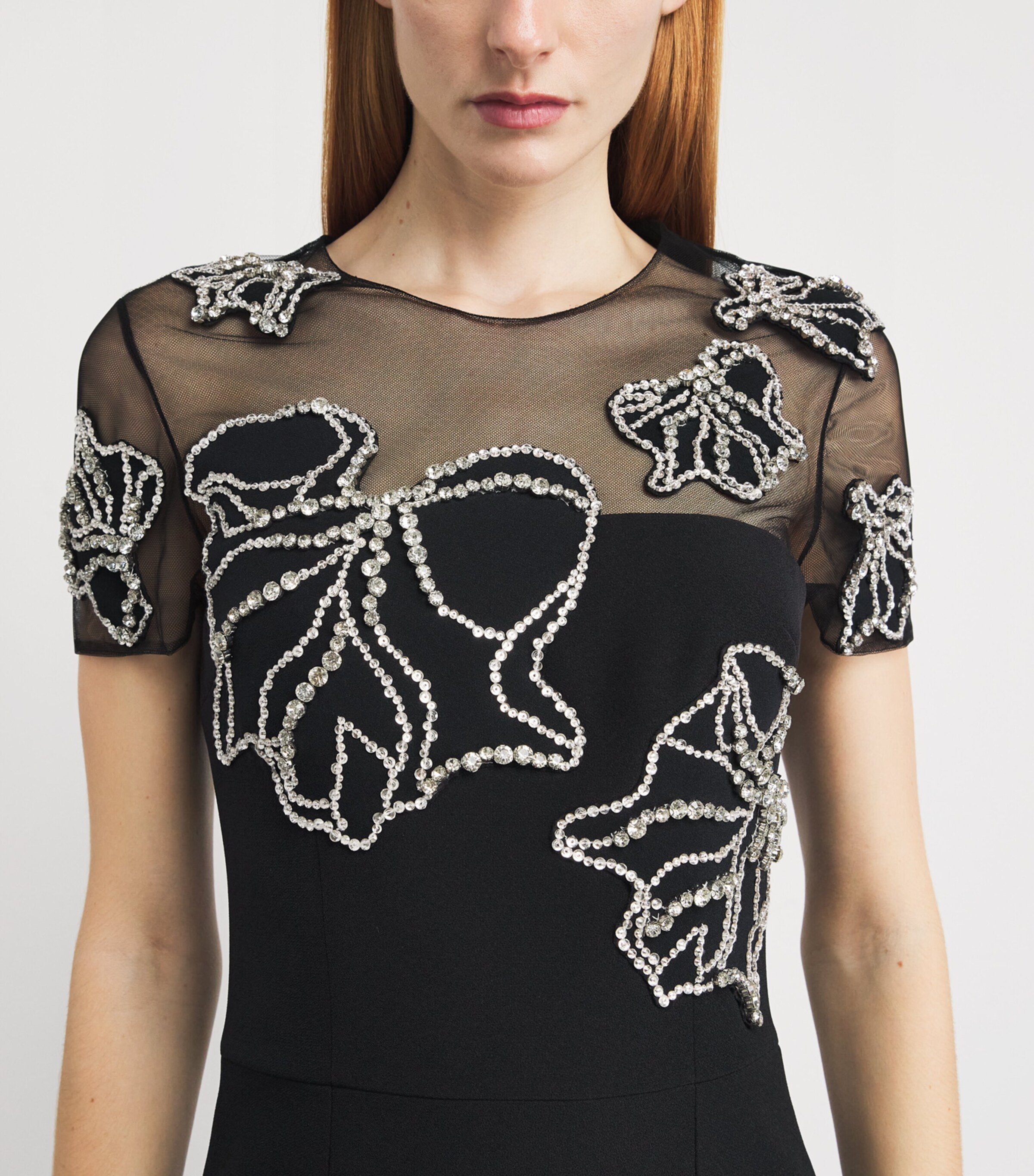Safiyaa Womens Crepe Embellished Solani Gown Black With Crystal Image 4