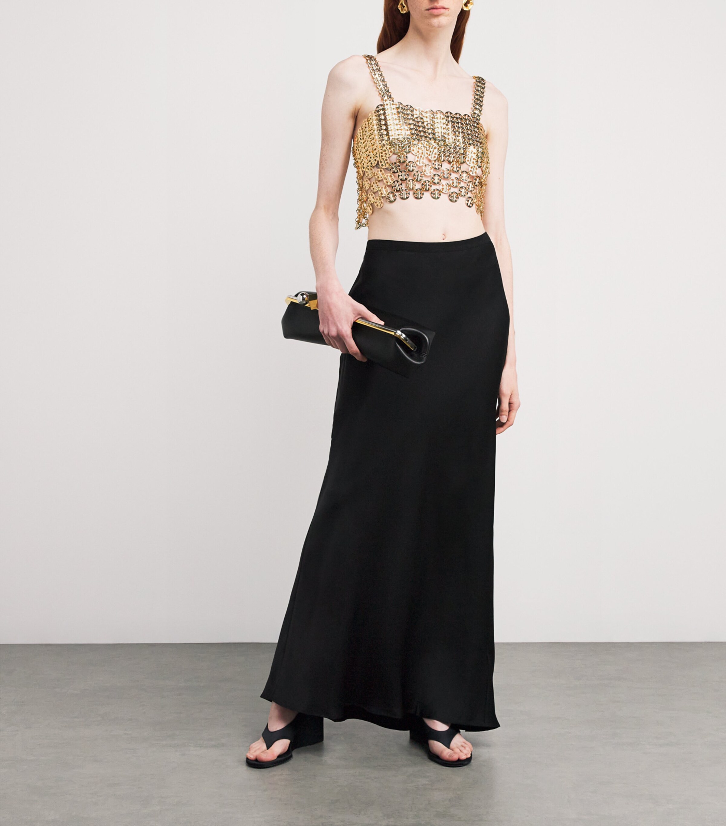 Rabanne Womens Chainmail Crop Top Gold Image 2