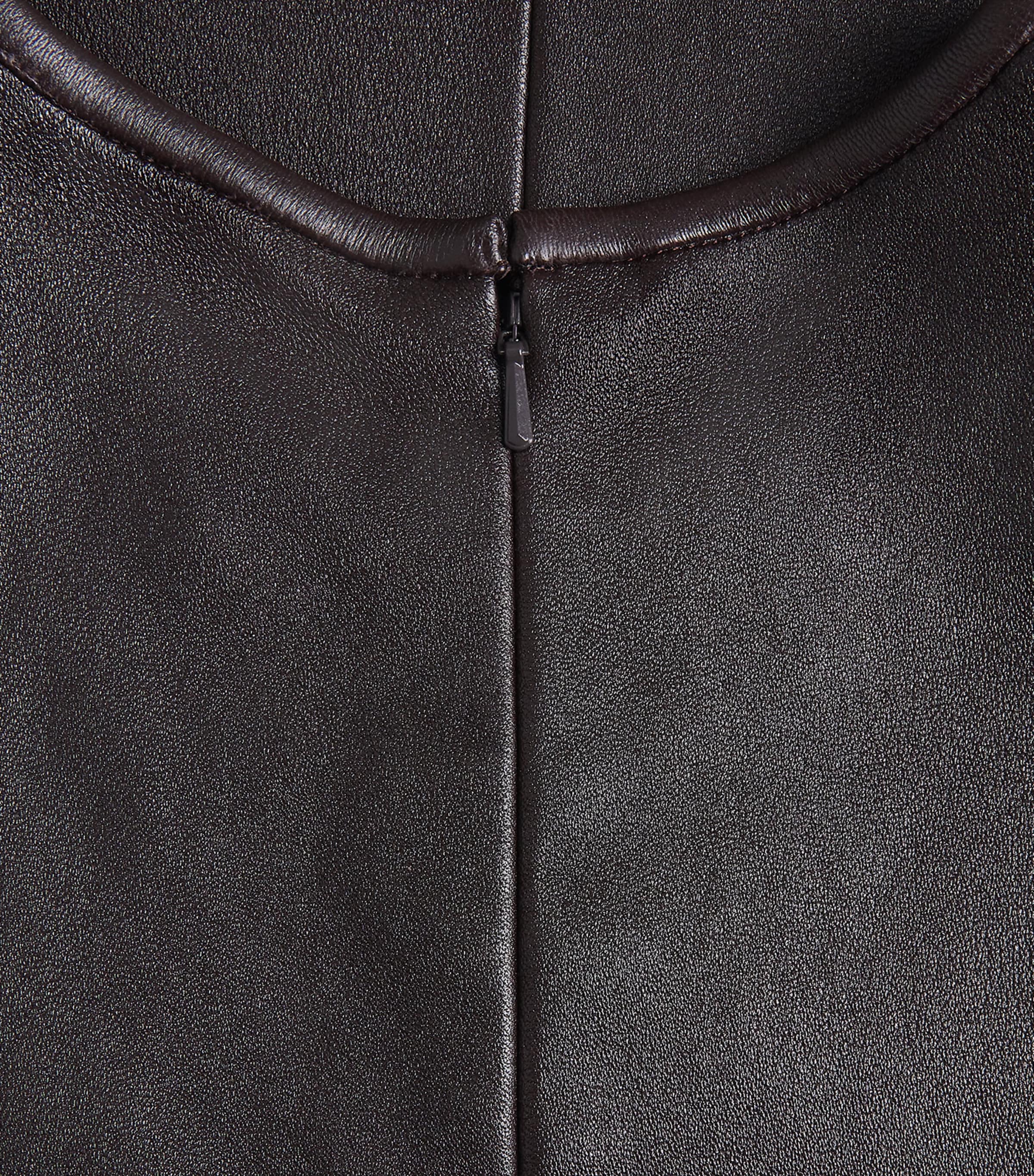 Lambskin Panelled Mini Dress 2P5-PLUM BROWN Image 5