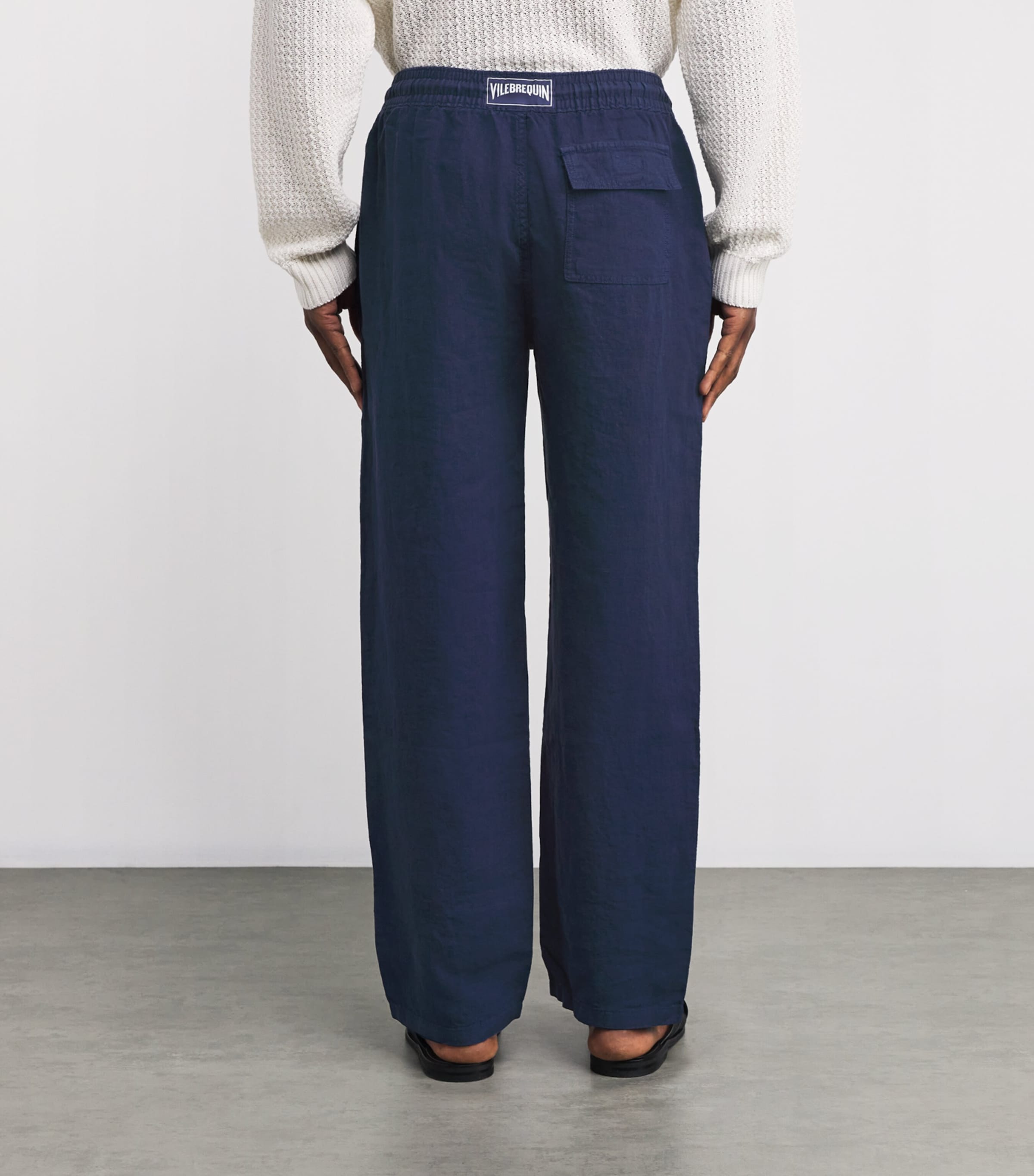 Linen Pacha Drawstring Trousers 390-NAVY Image 4