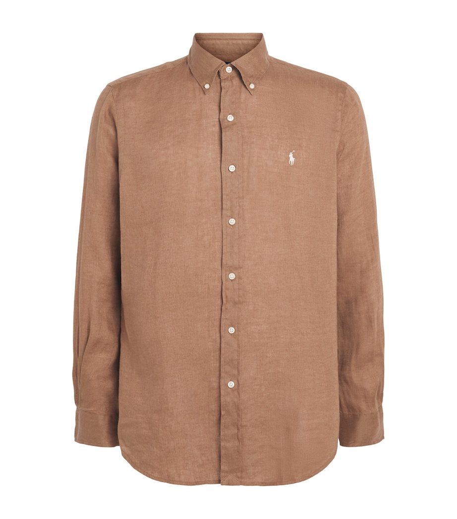 Polo Ralph Lauren Mens Linen Custom-Fit Shirt Rl Brown Image 1