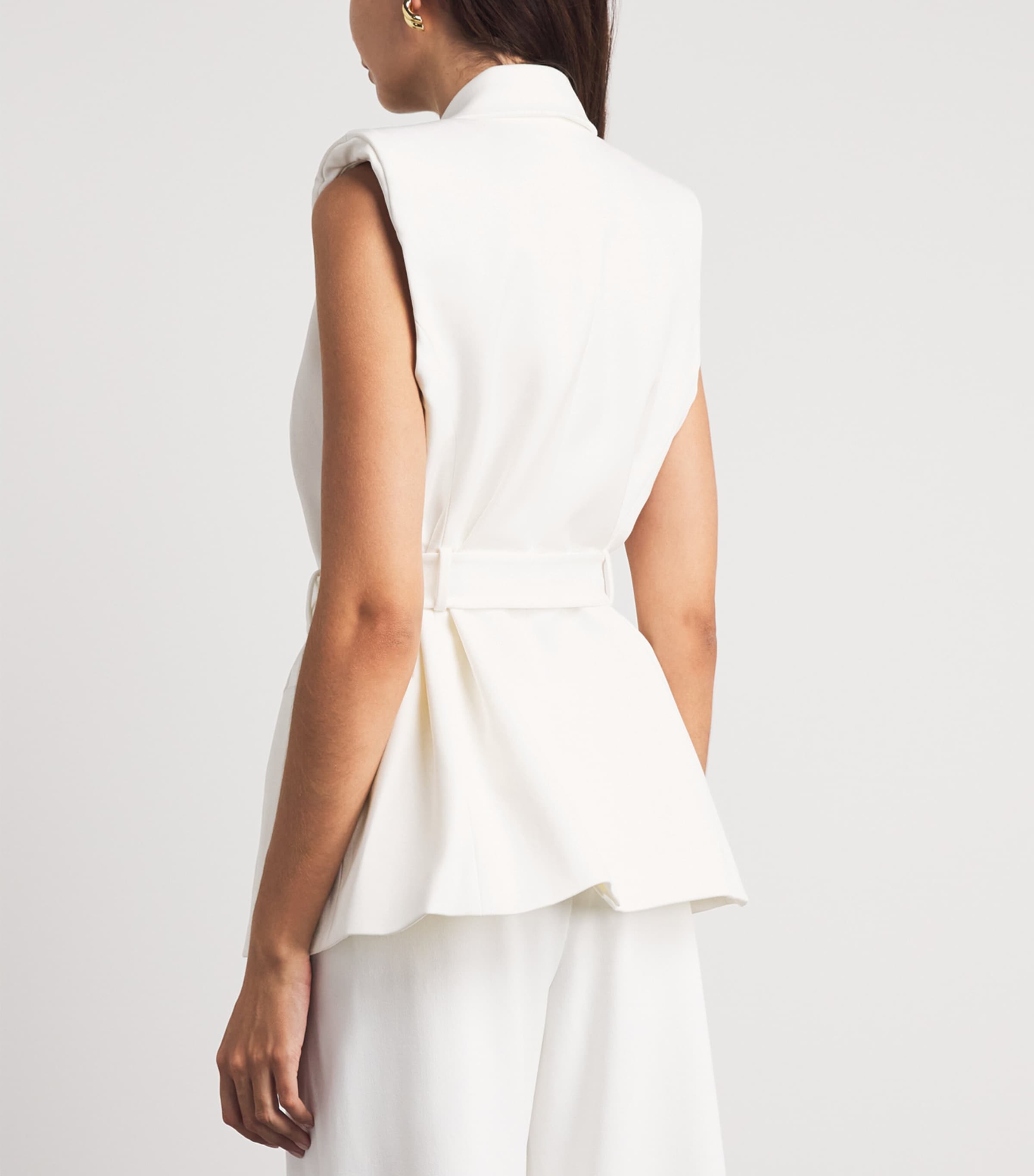 L'Agence Womens Belted Emerly Waistcoat Whit White Image 5