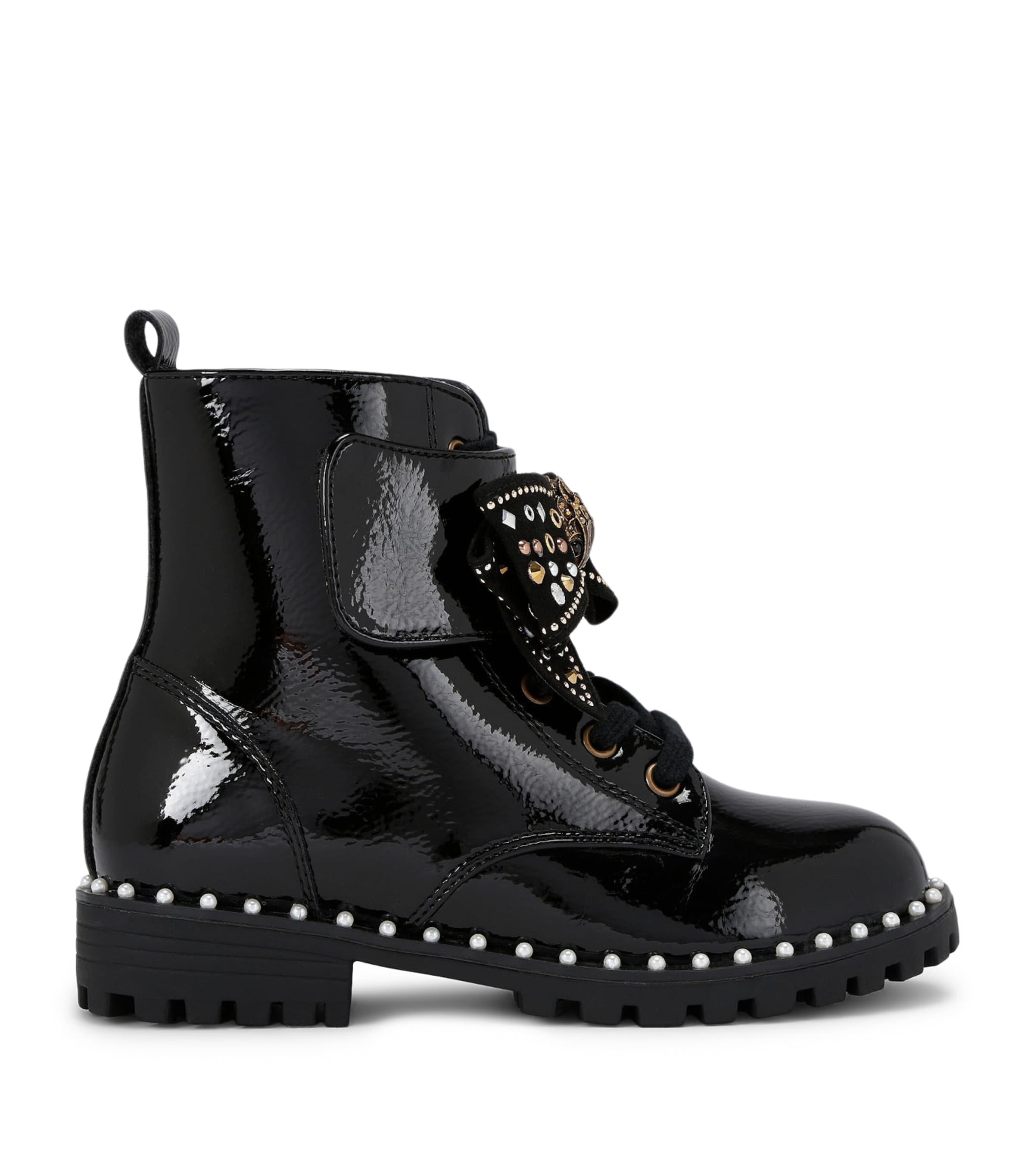 Kurt Geiger Leather Kensington Bow Boots In Black