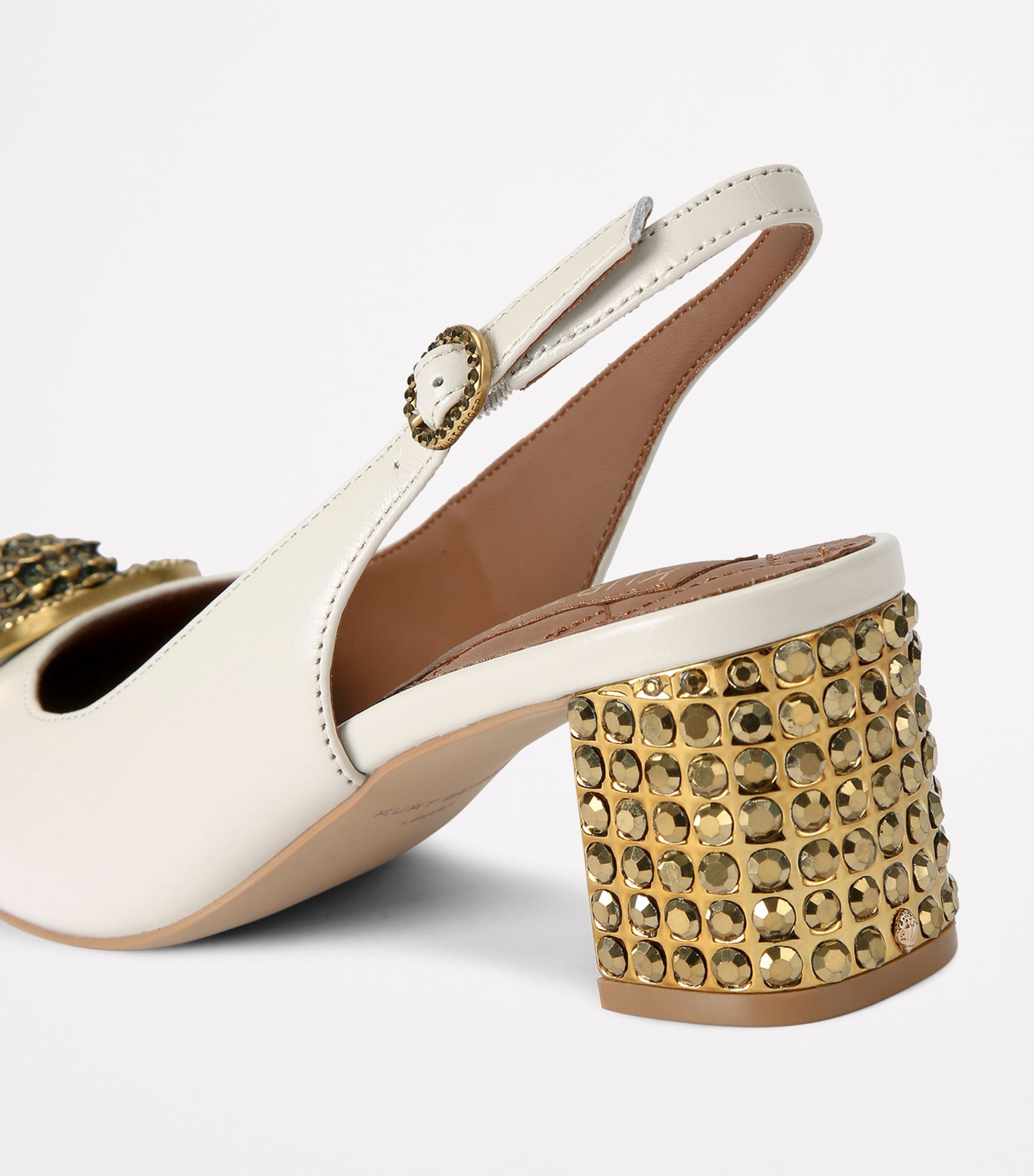 Kurt Geiger London Leather Chelsea Slingback Pumps Bone Image 2