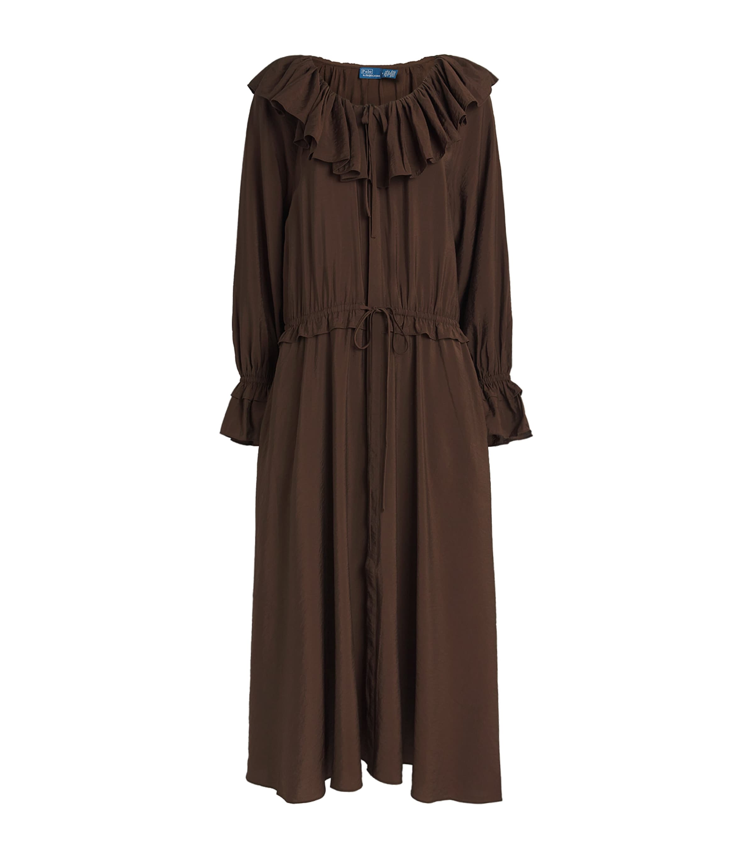 Ruffle Midi Dress DARK BROWN Image 1
