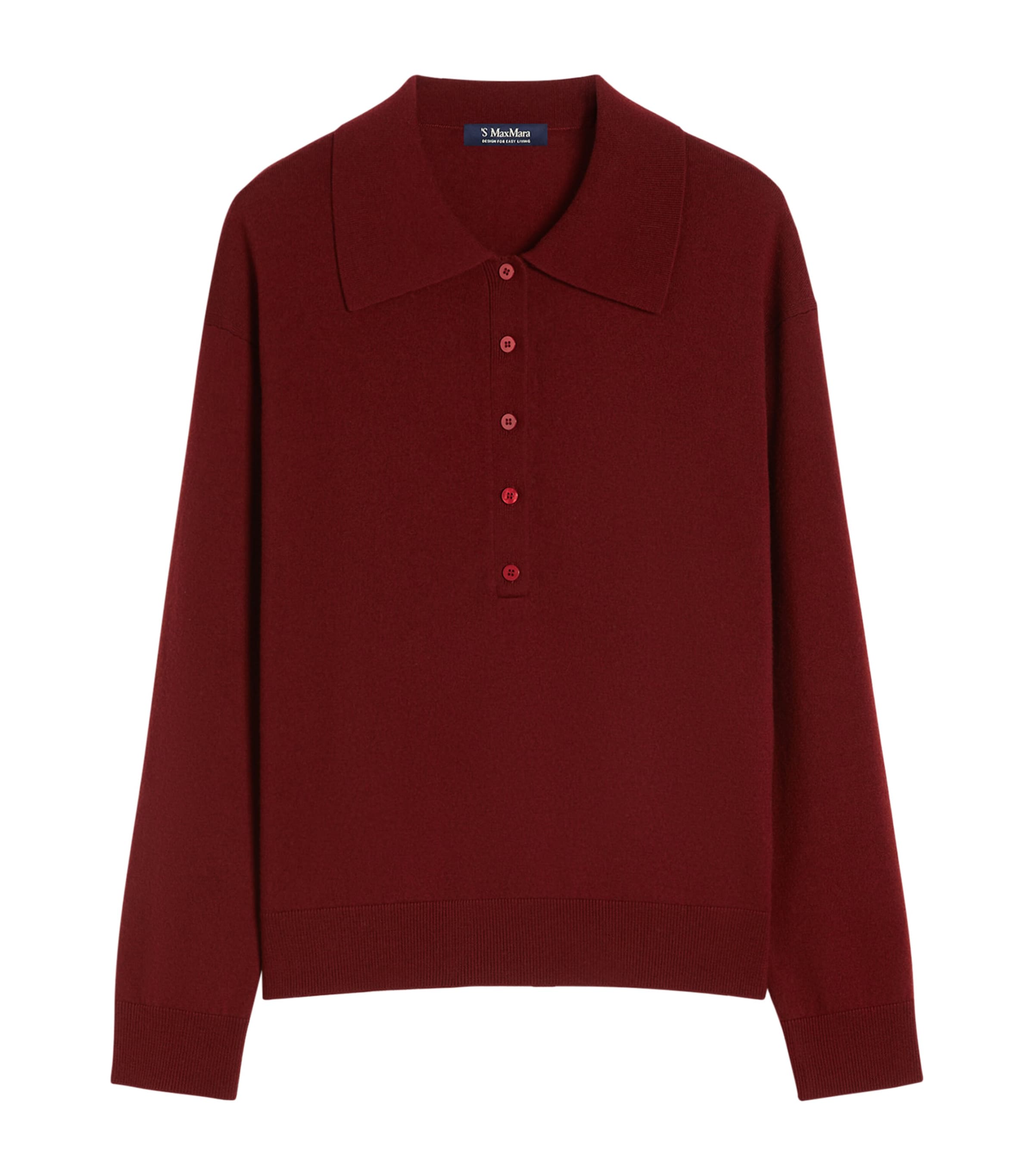 Max Mara Womens Wool Polo-Collar Sweater Raspberry Image 1