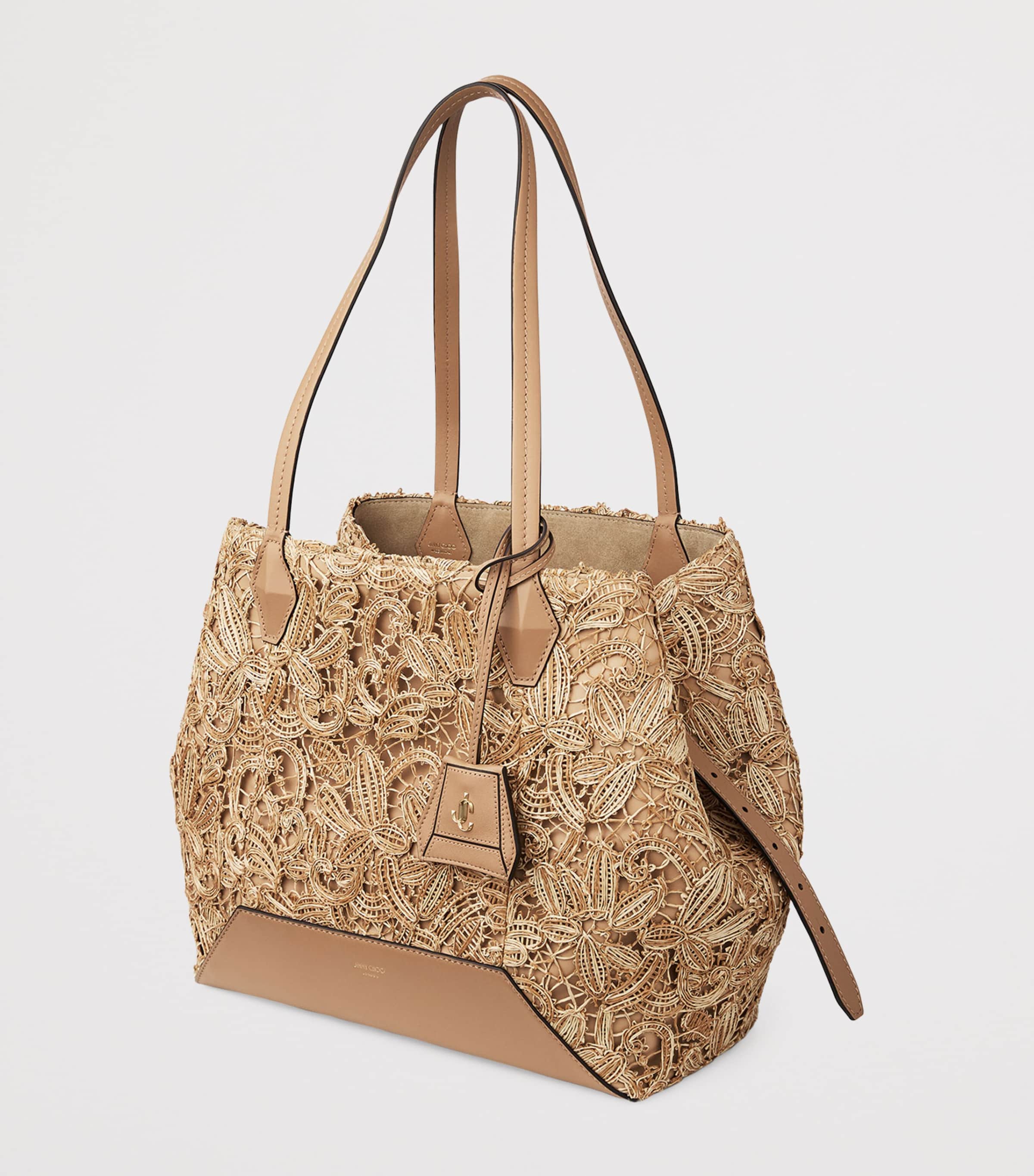 Medium Raffia Diamond Tote Bag NATURAL/GOLD Image 2