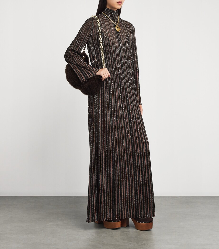 Missoni Black Embellished Stripe High-Neck Maxi Dress | Harrods FR Missoni Black Embellished Stripe High-Neck Maxi Dress | Harrods FR