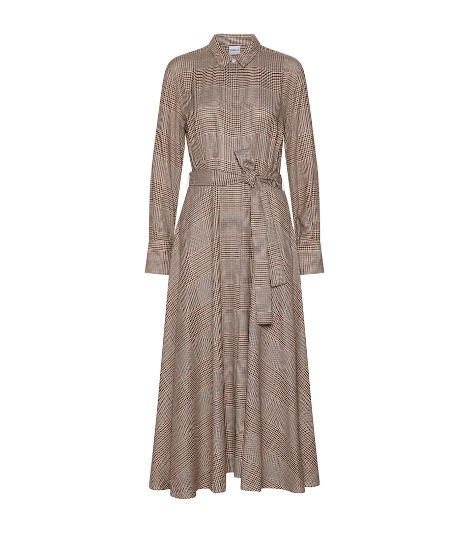Marella Womens Check Maxi Shirt Dress Camel Image 1