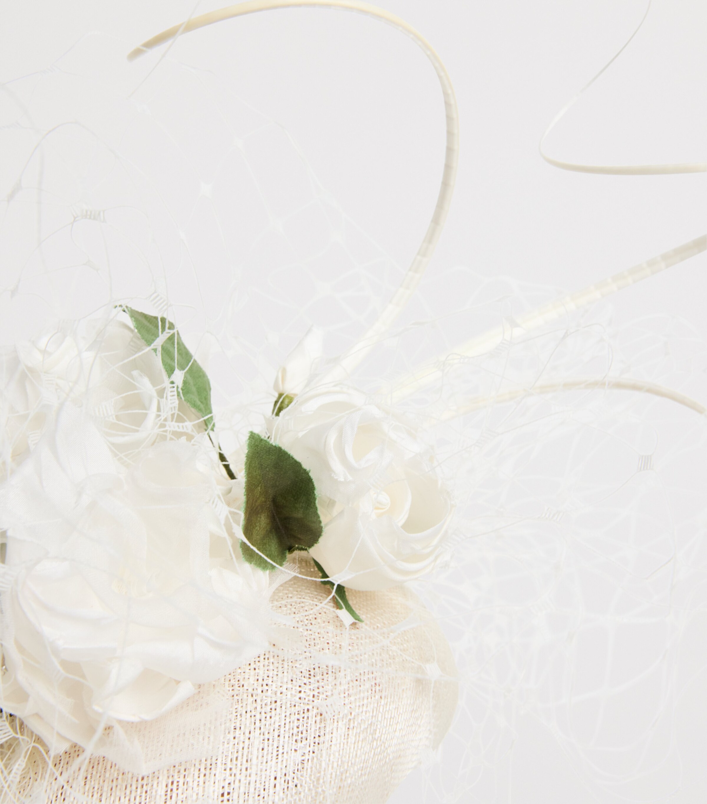 Ivory Rose Flower Fascinator IVRY GREEN LVS QUILL Image 5