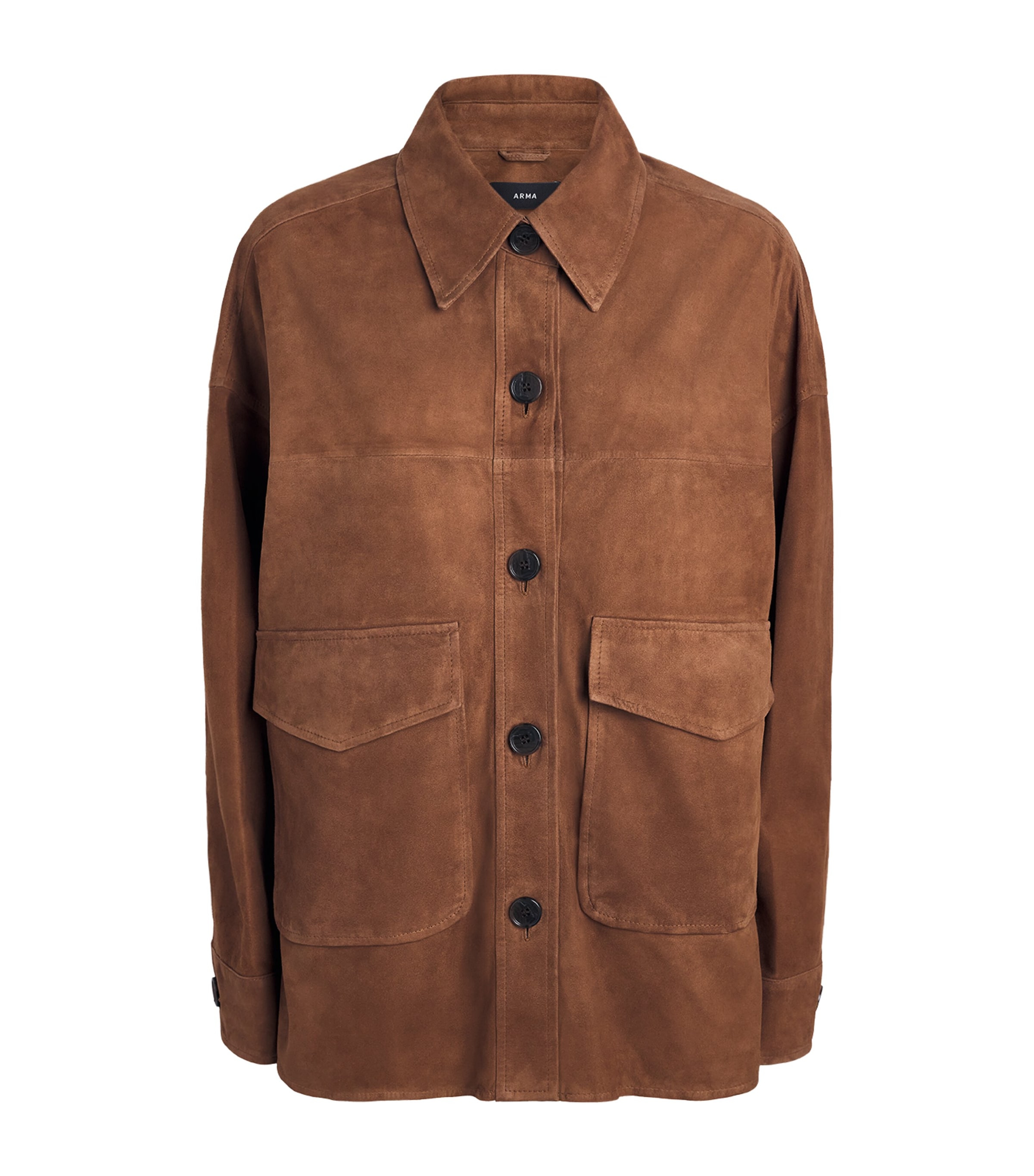 Arma Womens Lamb Suede Kaylee Shacket Saddle Image 1