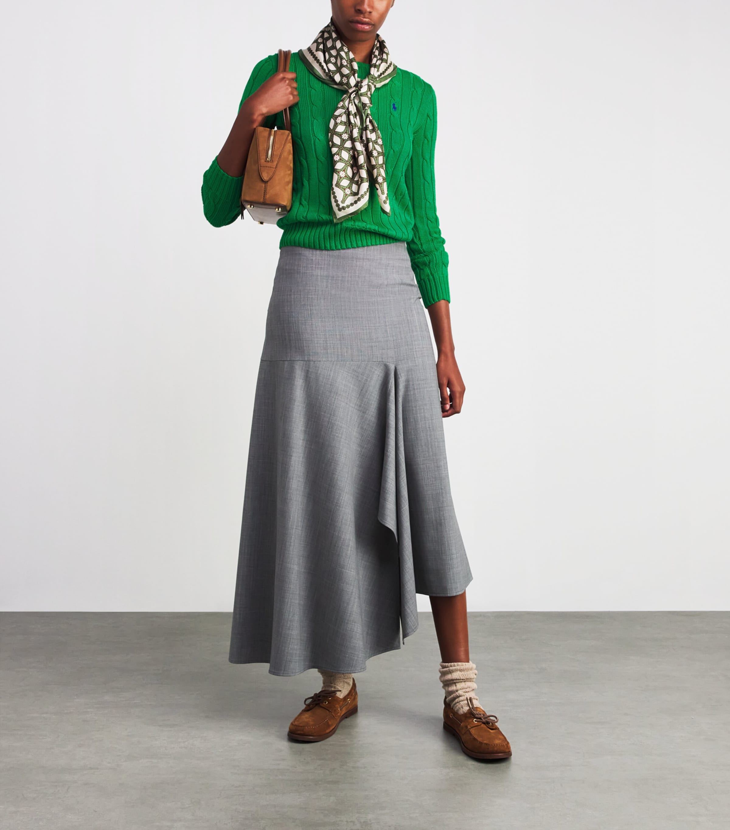 Cotton Cable-Knit Julianna Sweater PREPPY GREEN Image 2