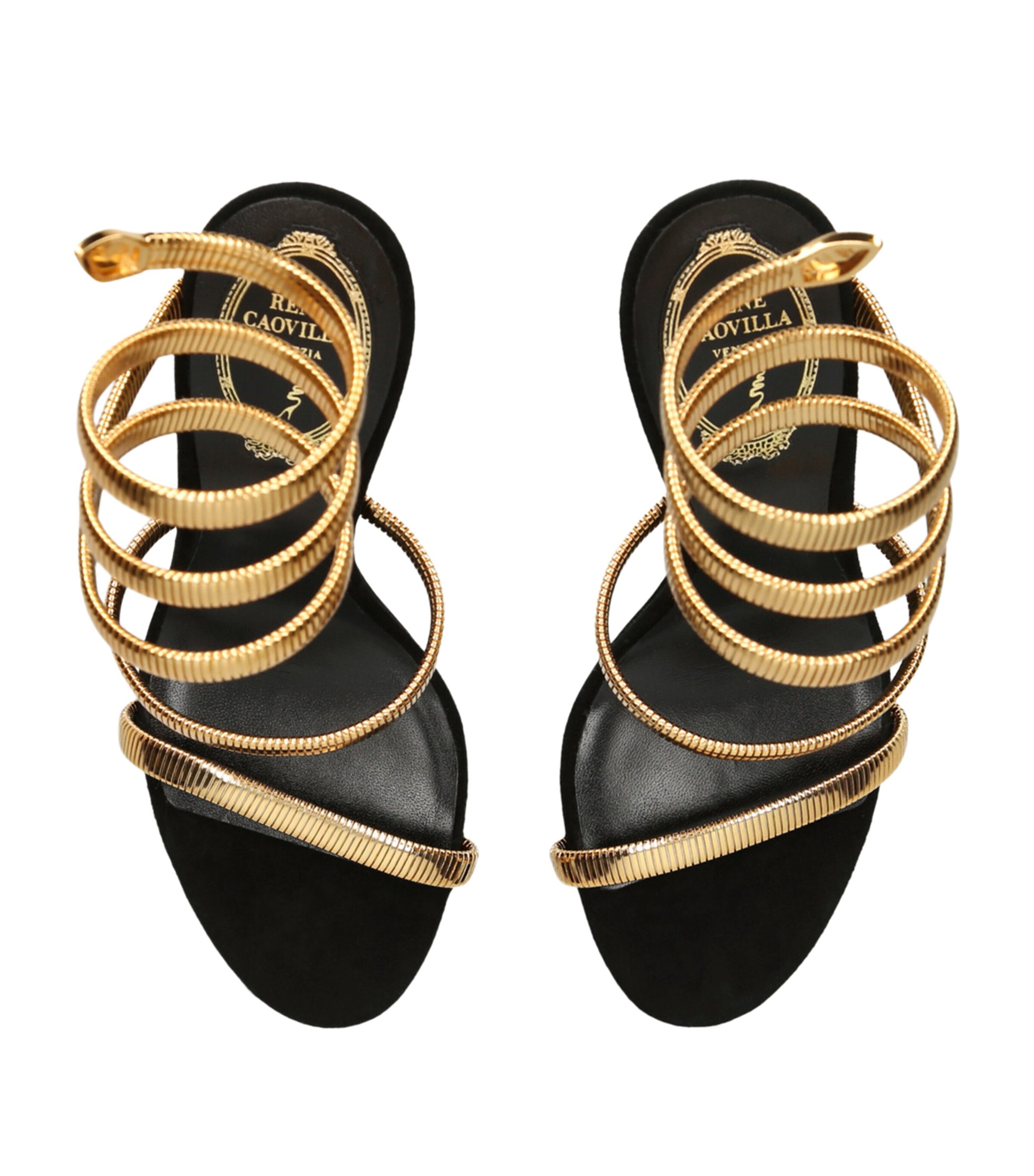 René Caovilla Suede Juniper Sandals 105 Gold Comb Image 3