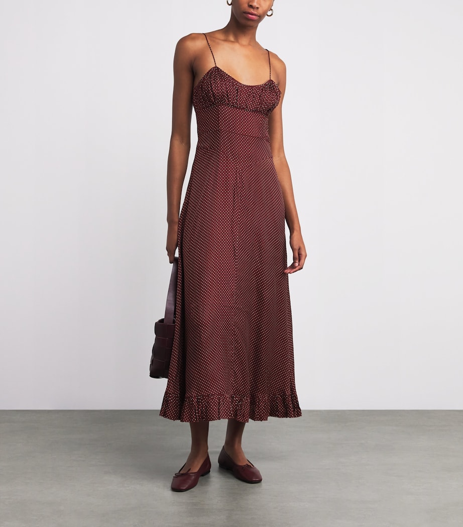 Silk-Blend Rosaria Maxi Dress BURGANDY COLETTE DOT Image 2