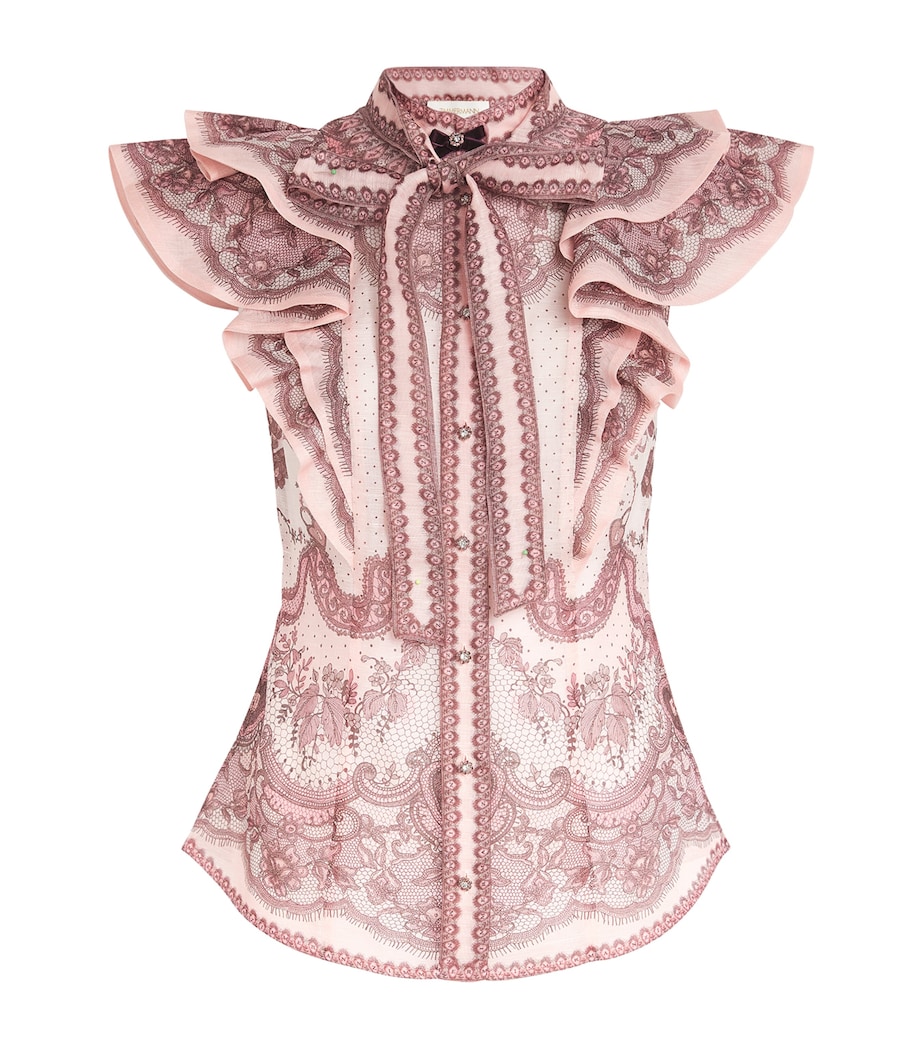 Zimmermann Womens Linen-Silk Crush Blouse Pnklacpripnk Lceprnt Image 1